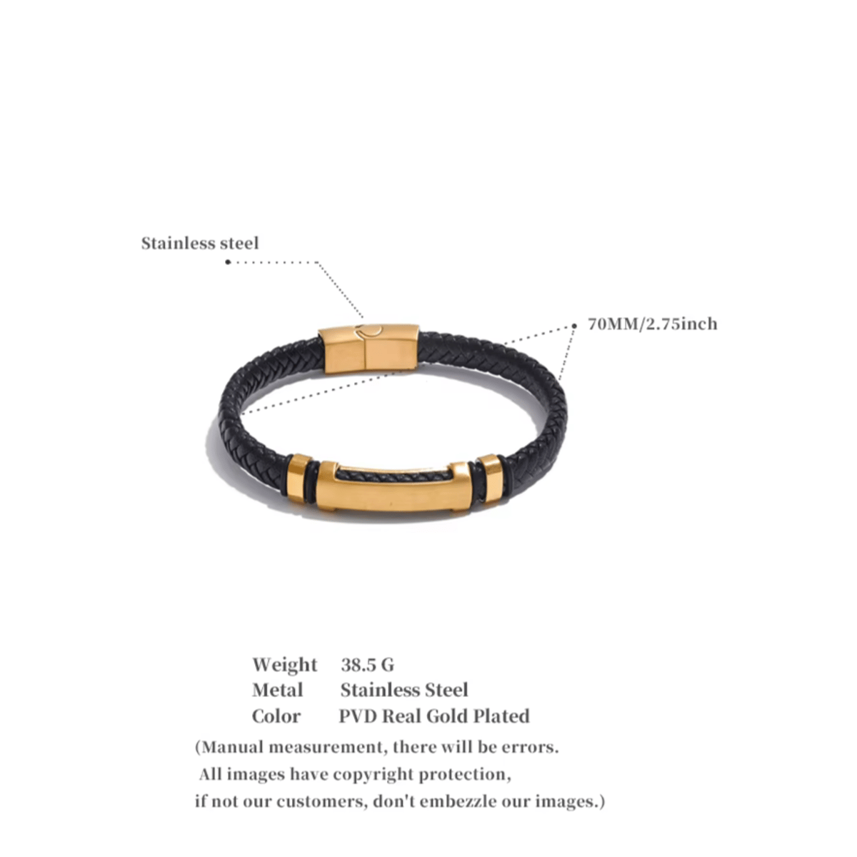 Handmade Vintage Stainless Steel Black Leather Braided Men’s Bracelet Handmade Vintage Stainless Steel Black Leather Braided Men’s Bracelet