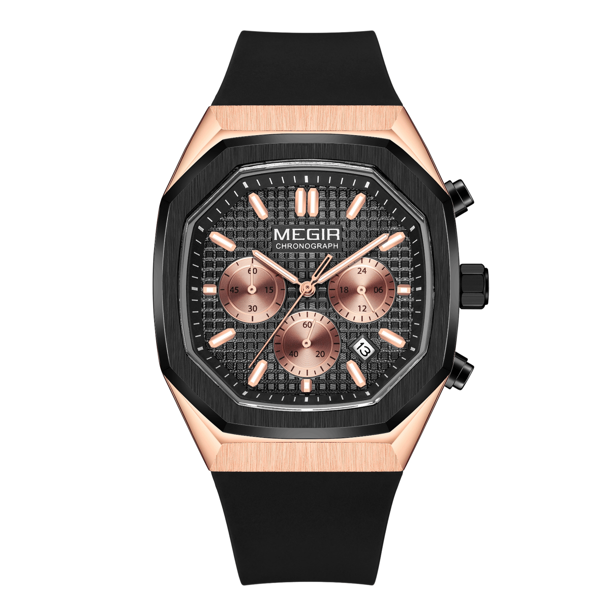 Stylish Chronograph Sport Watch with Silicone Strap for Men Stylish Chronograph Sport Watch with Silicone Strap for Men