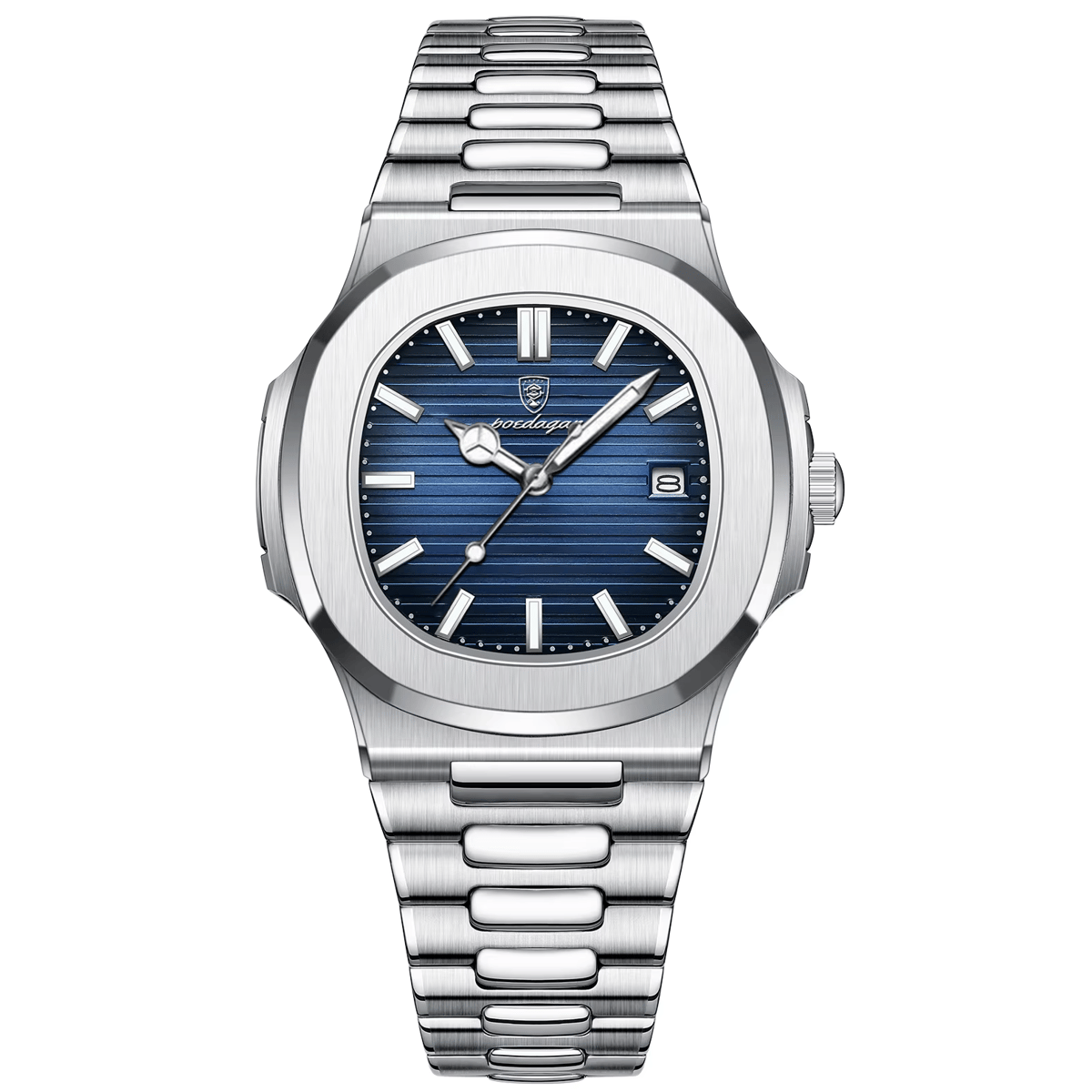 Luxury Square Dial Men's Watch with Stainless Steel Band Poedagar - Men's Dress Watches
