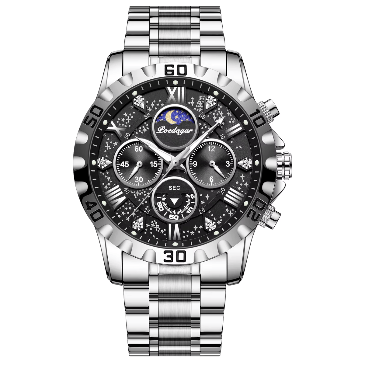 Stylish Chronograph Quartz Watch with Luminous Waterproof Design Poedagar - Men's Dress Watches