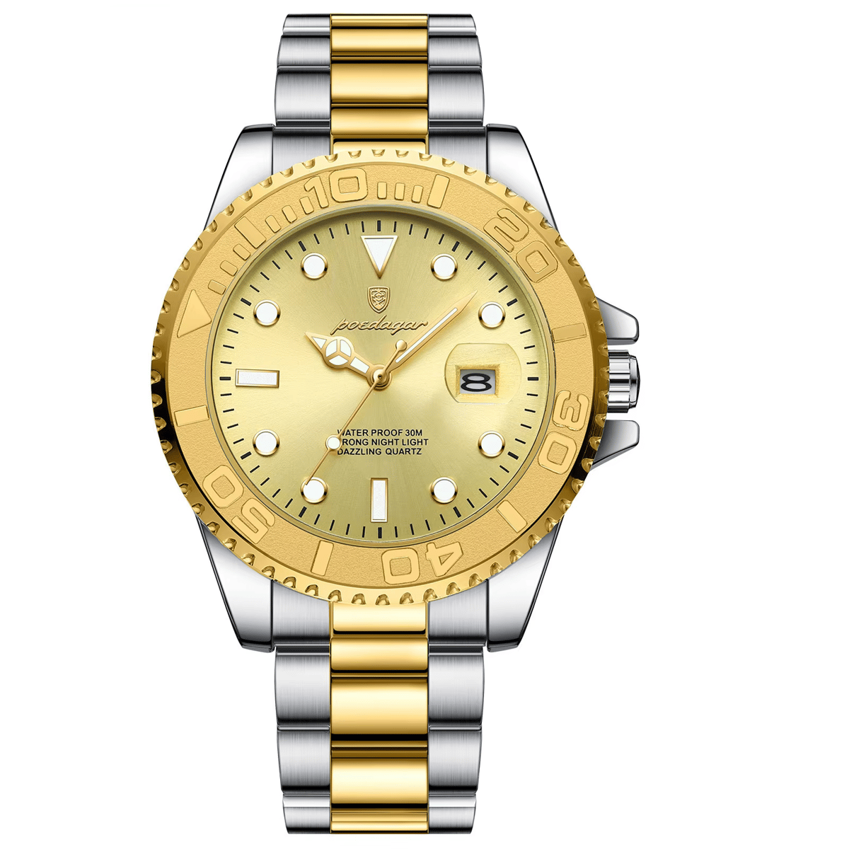 Stylish Stainless Steel Quartz Watch with Luminous Display