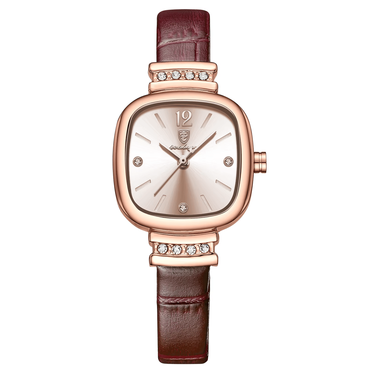 Elegant Square Dial Leather Strap Waterproof Quartz Watch for Women