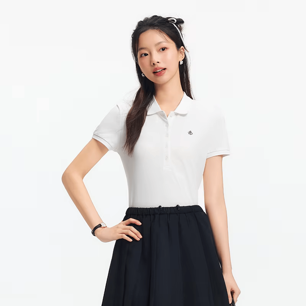 Chic Slim Fit Embroidered Polo Shirt for Women – Summer Casual Style Semir - Women's Polo T-Shirts