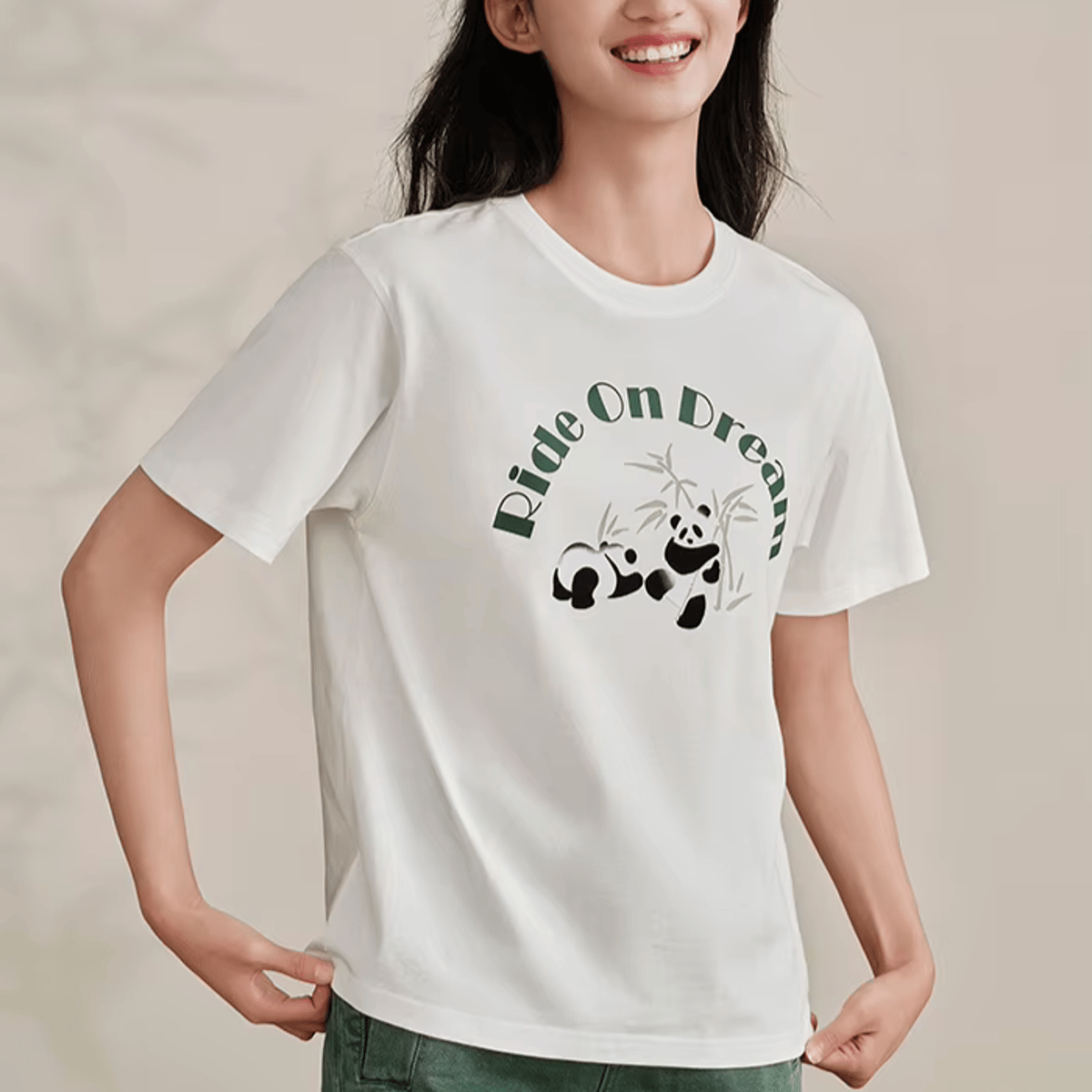 Loose Fit Cotton T-Shirt with Panda Print – Trendy Summer Casual Look Semir - Women's Casual T-Shirt 3