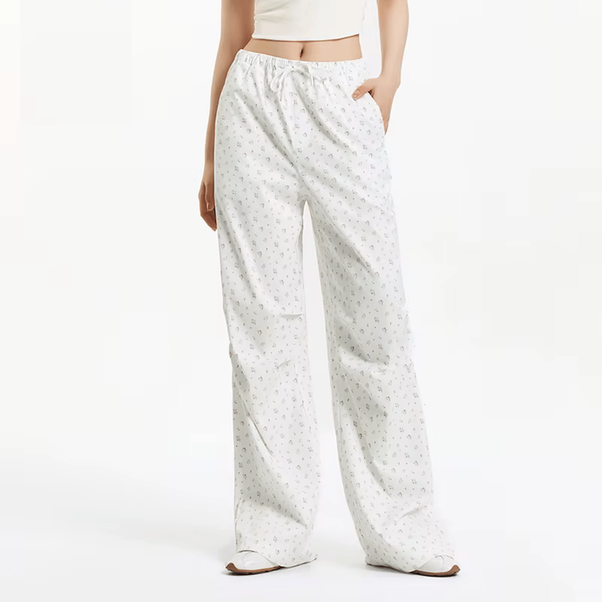 Floral Print Wide-Leg Pants – Sweet Summer Style with Drawstring Waist Semir - Women's Trousers