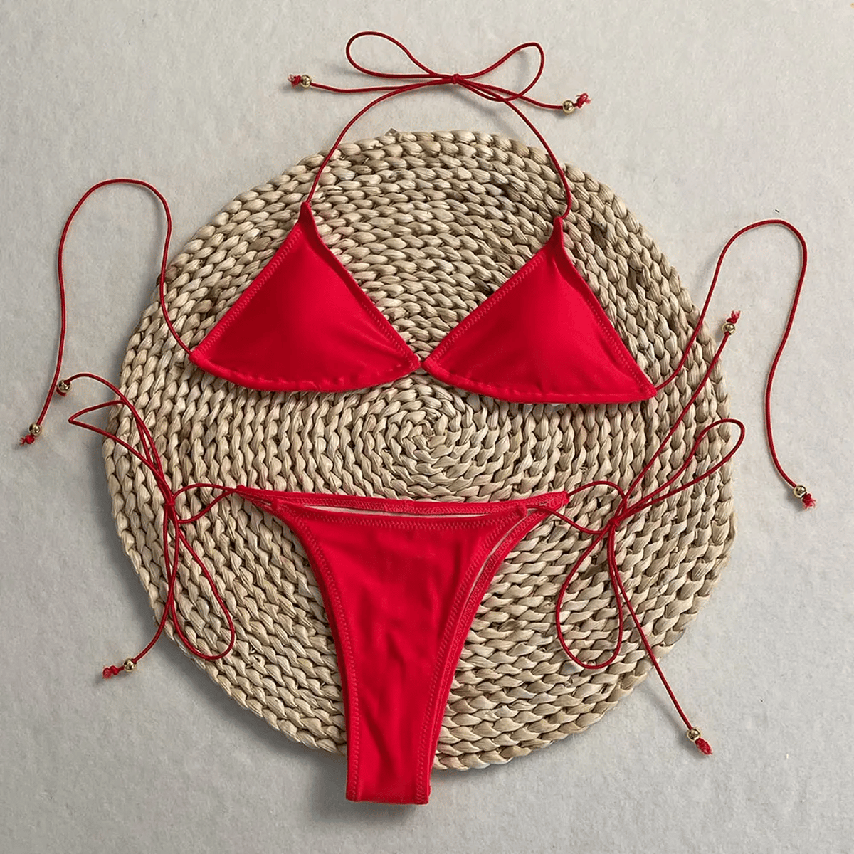 Lace-Up Halter Bikini Set with Adjustable Rope Detailing