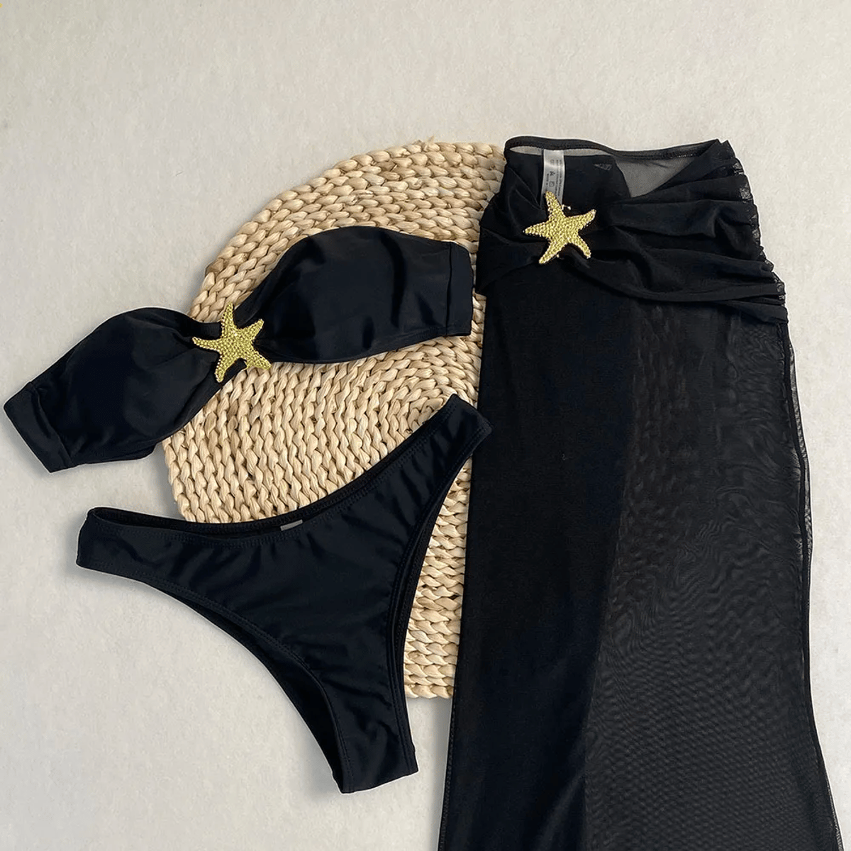 Strapless Bikini Set with Sheer Skirt Cover-Up Included Strapless Bikini Set with Sheer Skirt Cover-Up Included