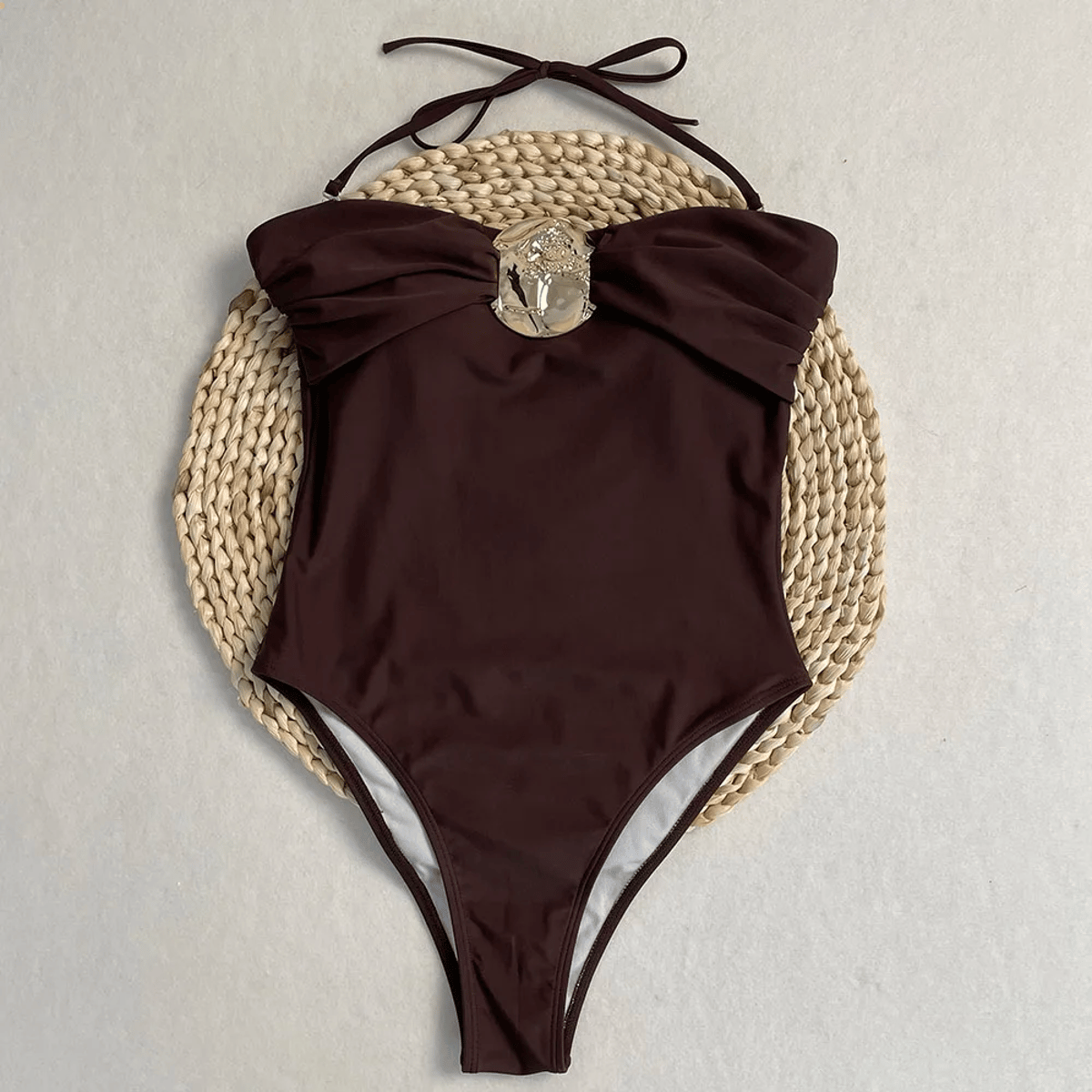 High Waist One-Piece Swimsuit with Brazilian Bottom Cut