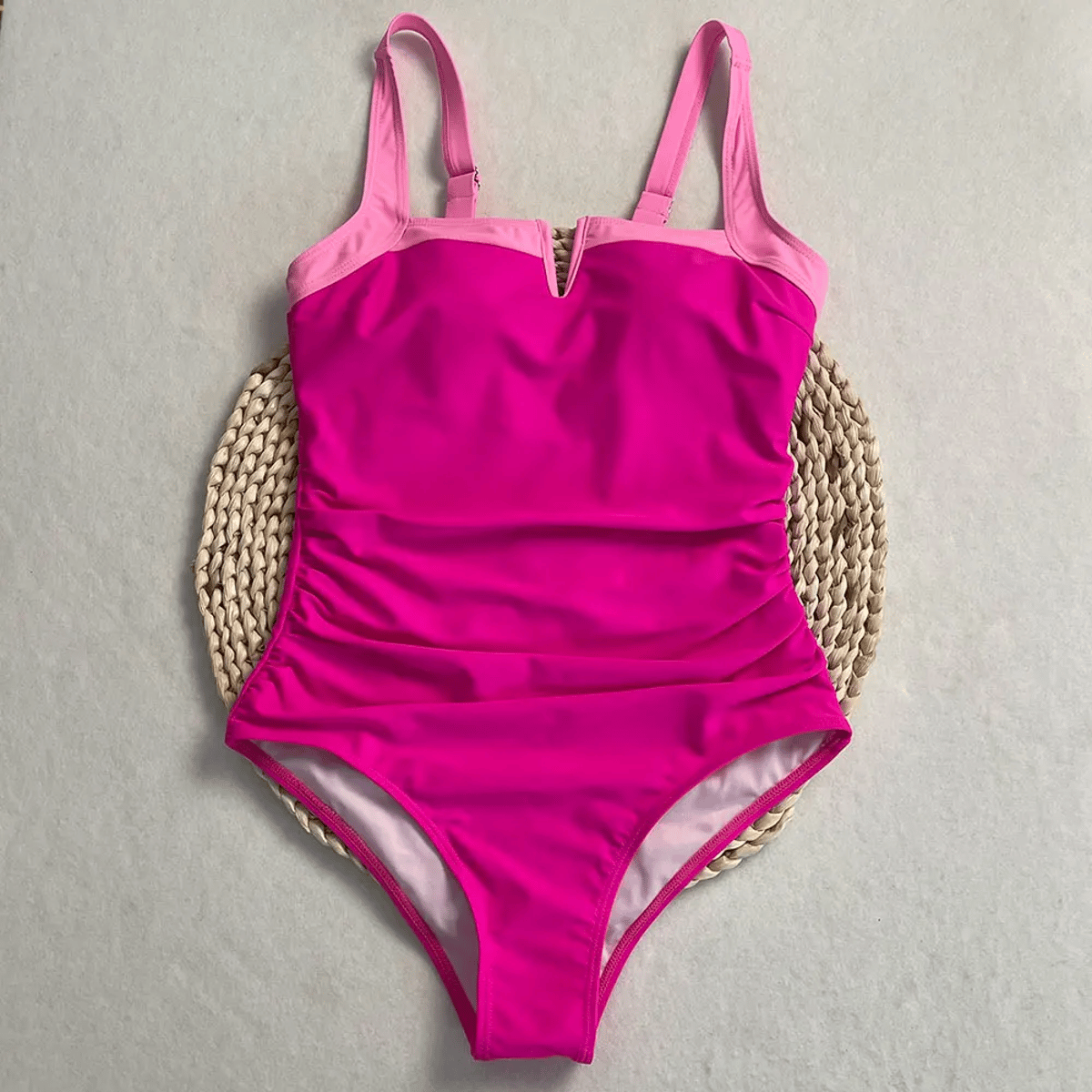 Backless One-Piece Swimsuit with Patchwork and High Waist Serenechic - Women's One Piece