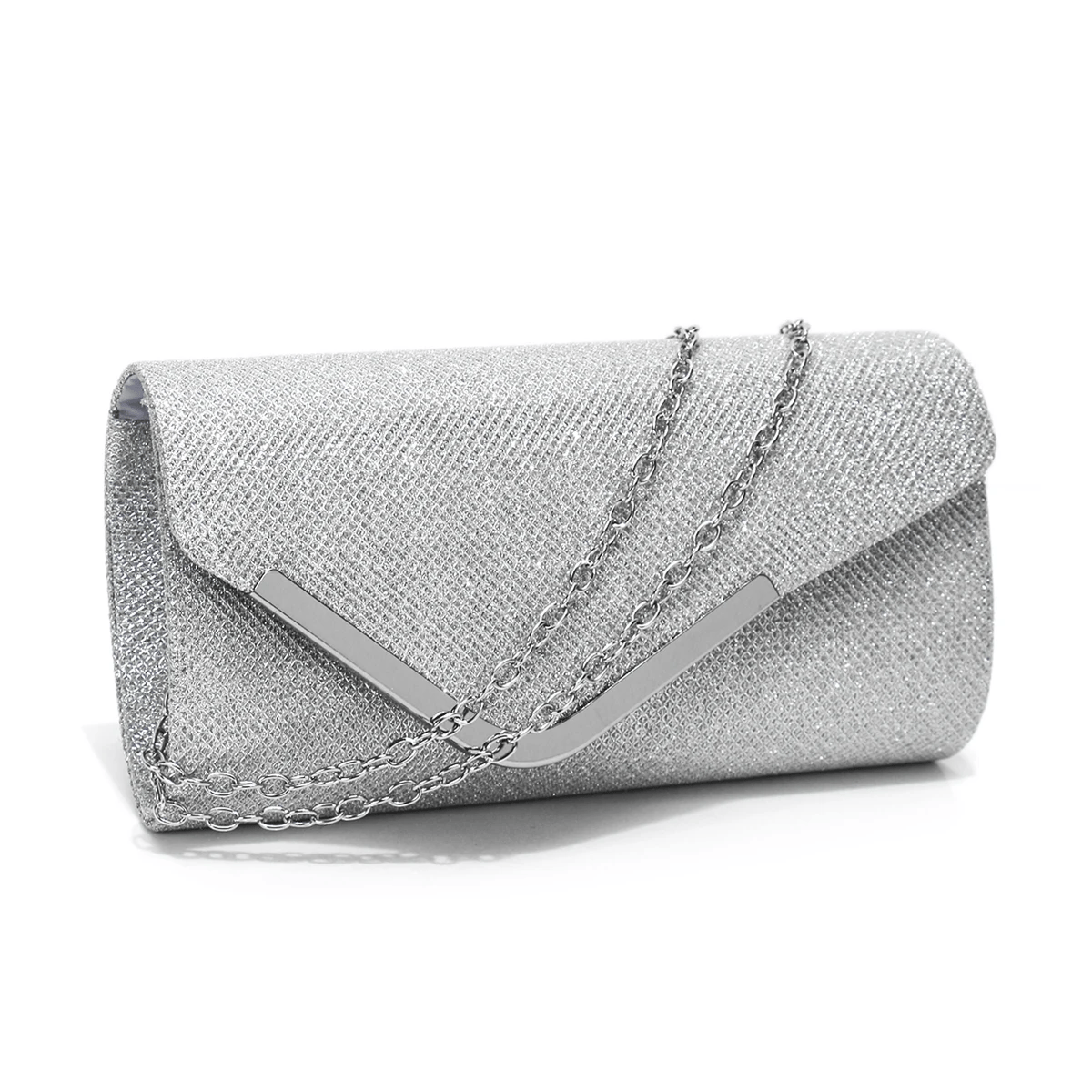 Sequin Envelope Clutch with Chain Strap for Evening Parties