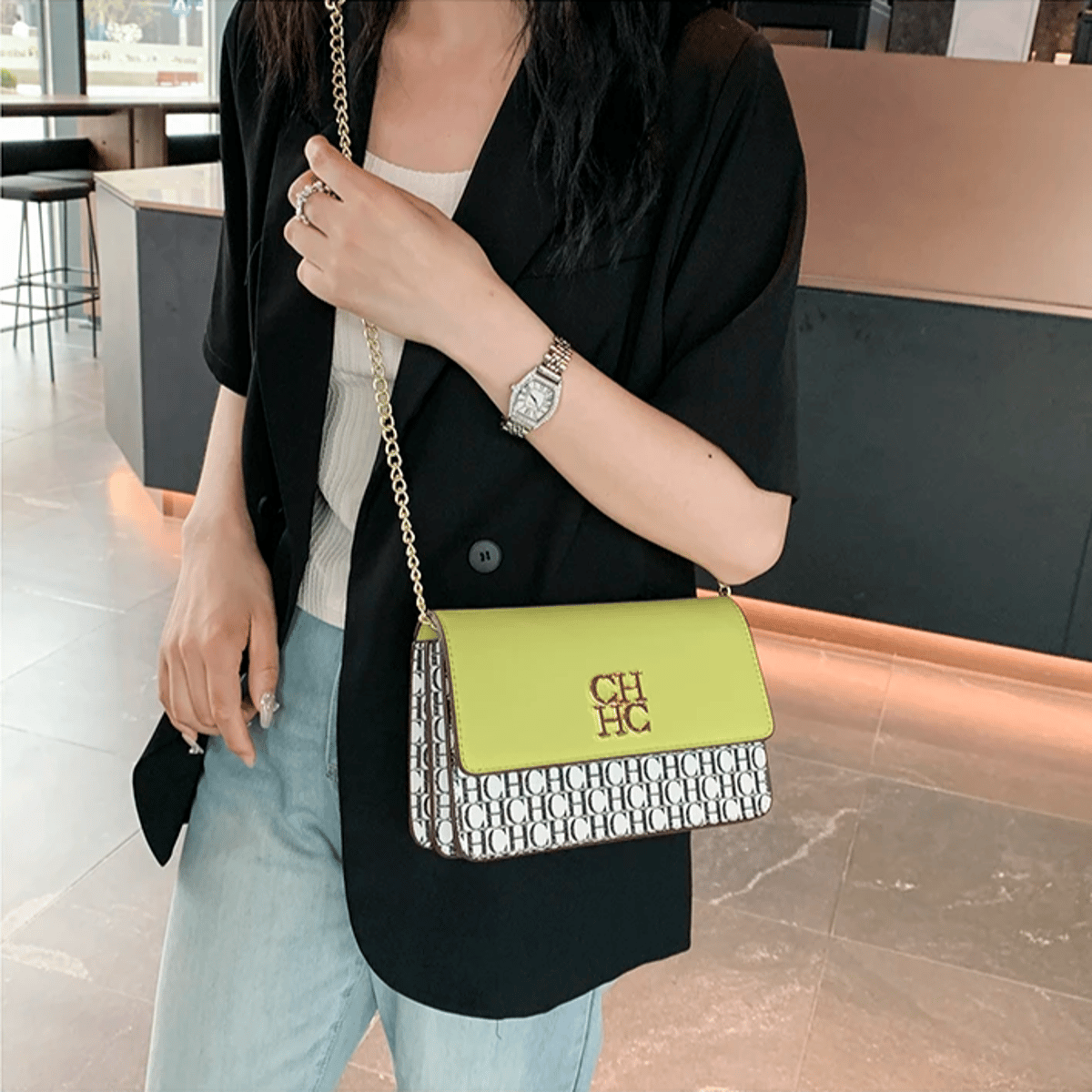 Elegant Embossed Crossbody Bag with Pure Color Box Style