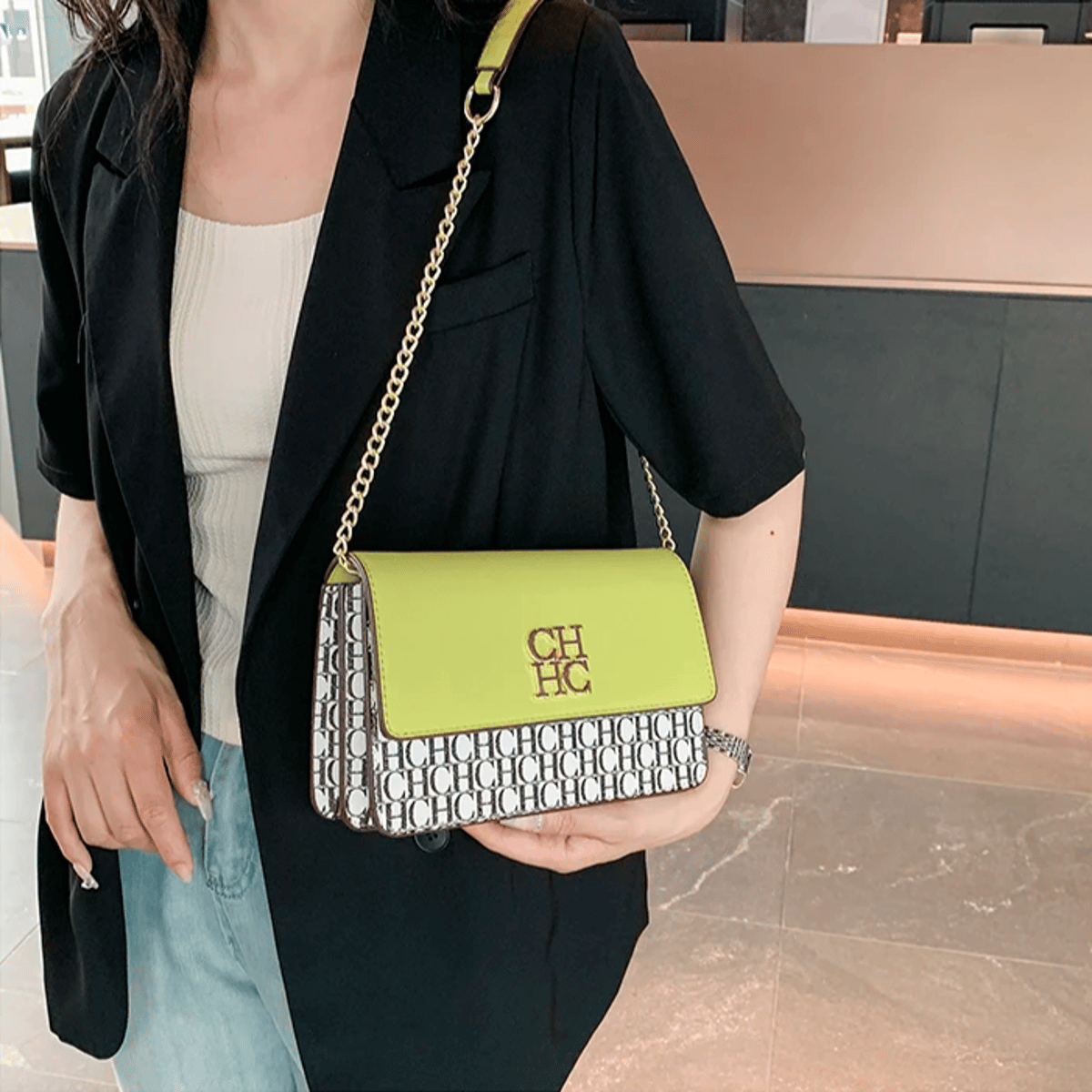 Elegant Embossed Crossbody Bag with Pure Color Box Style