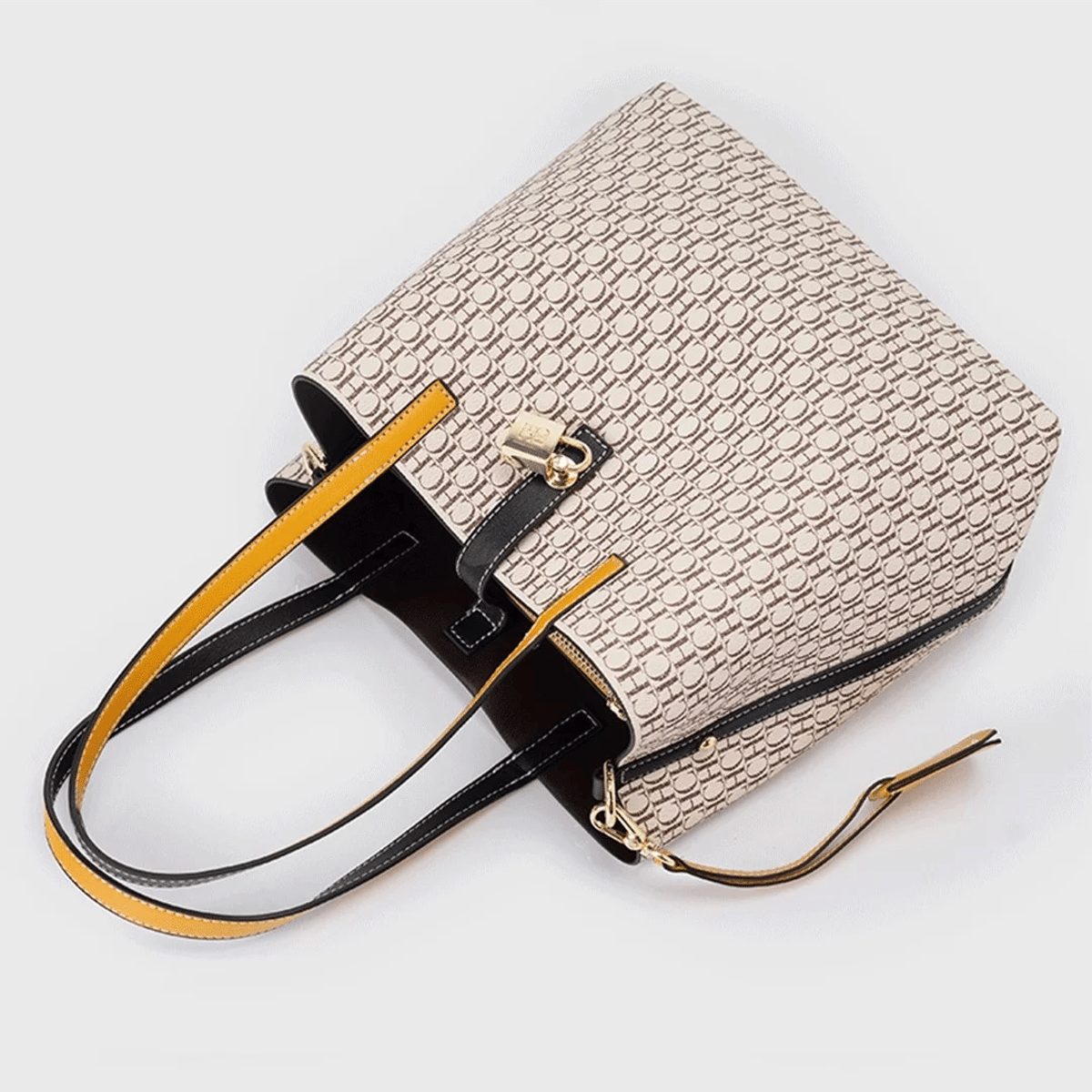 Versatile Large Leather Tote Bag with Letter Print Design