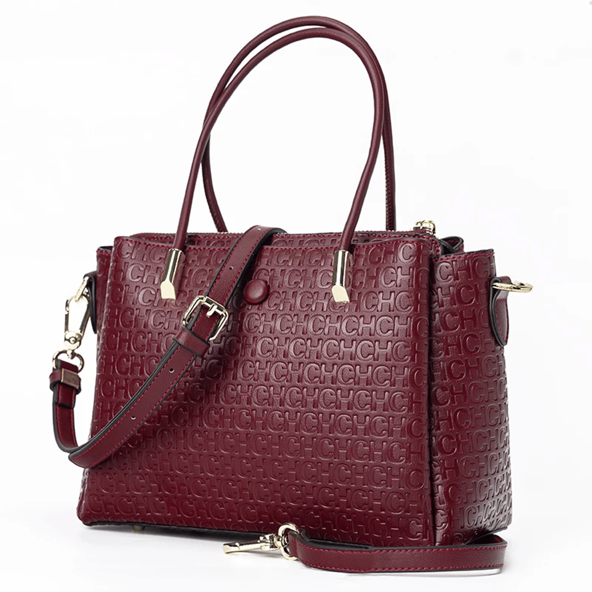 Monogram Fashion Tote Bag with Metal Detail and Capacity