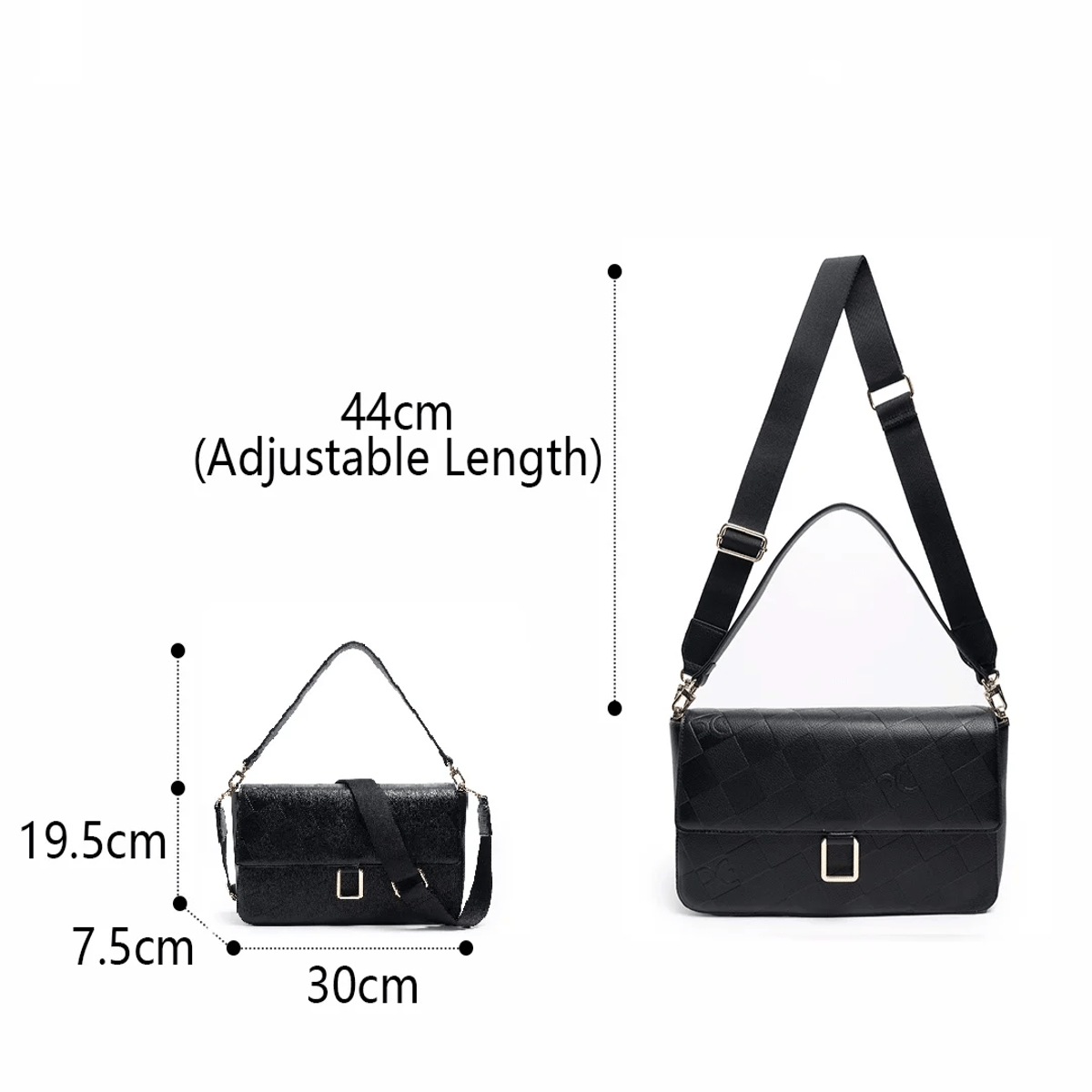 Minimalist Solid Color Shoulder Bag with Flap and Metal Logo