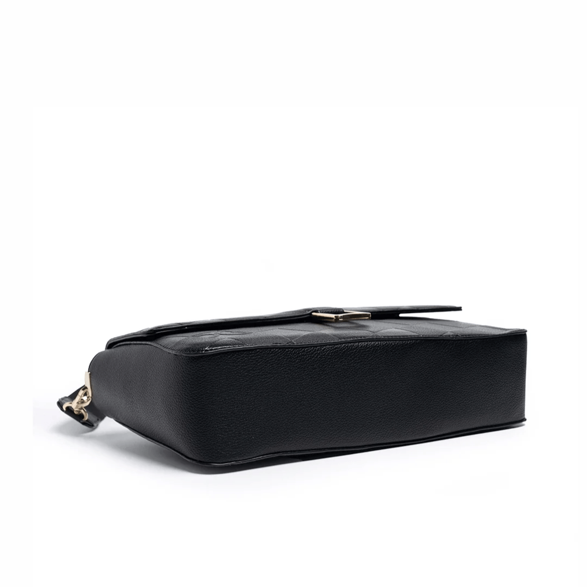 Minimalist Solid Color Shoulder Bag with Flap and Metal Logo