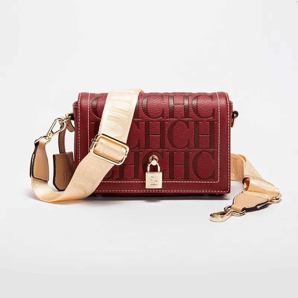 Monogram Print Women's Shoulder Bag with Metal Buckle Accent