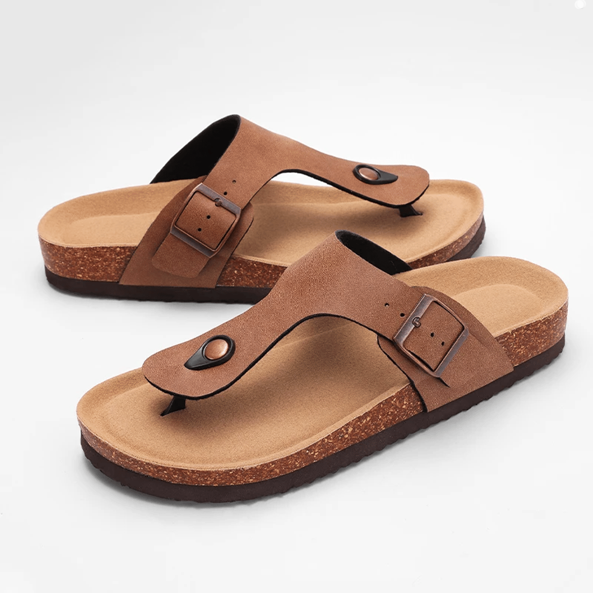 Women's Cork Footbed Clog Sandals with Adjustable Buckle Shevalues - Women's Flat Sandals