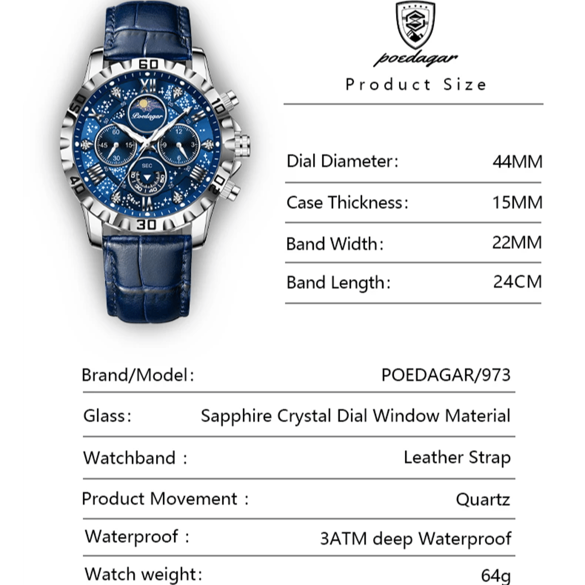 Luxury Men's Waterproof Chronograph Leather Quartz Watch Luxury Men's Waterproof Chronograph Leather Quartz Watch