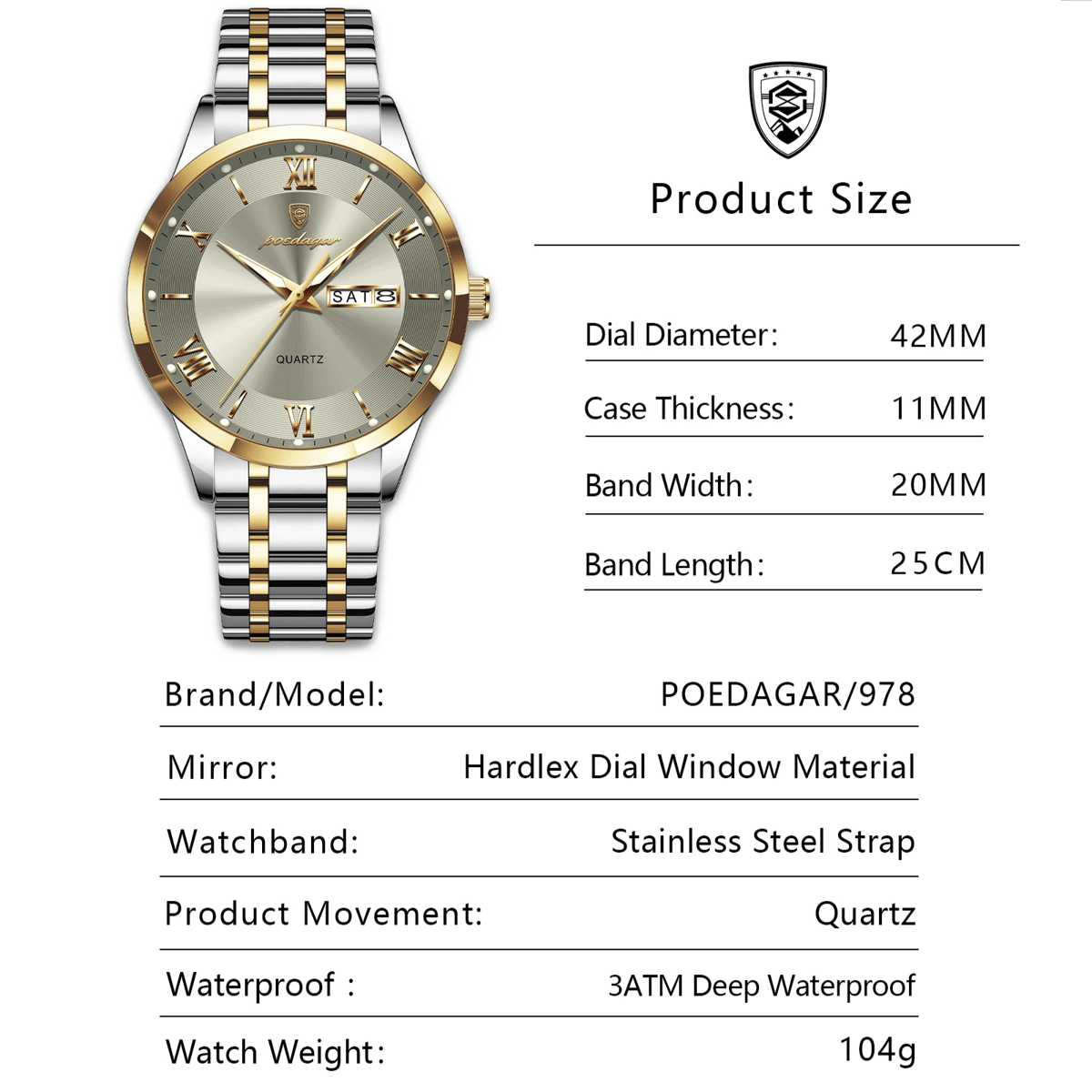 Elegant Men's Quartz Stainless Steel Luminous Waterproof Wristwatch