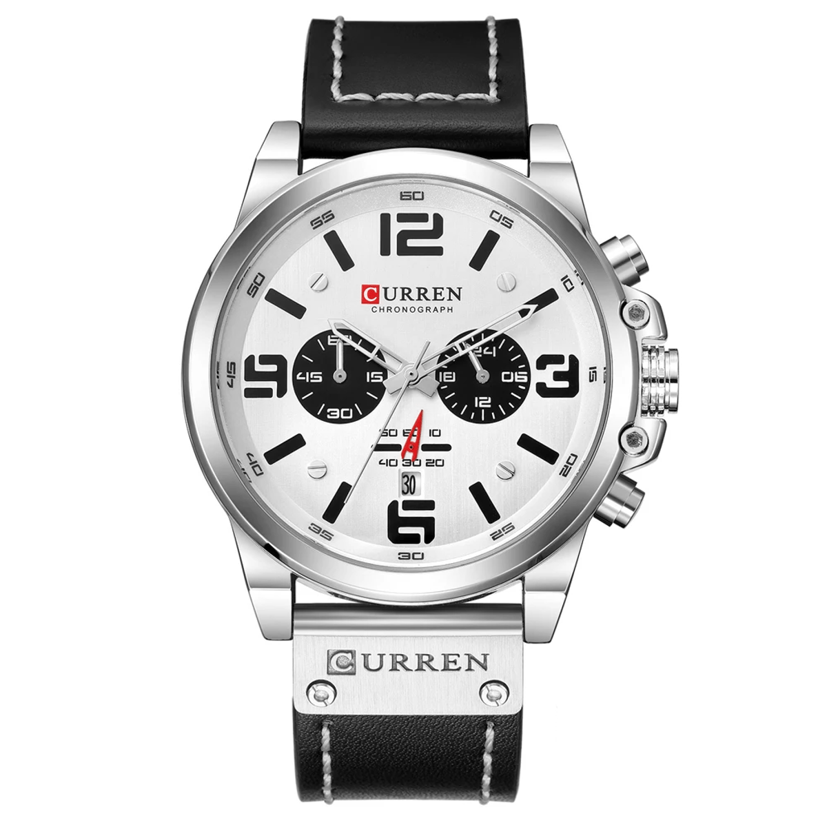 Stylish Leather Strap Quartz Watch for Business and Casual Wear Curren - Men's Dress Watches