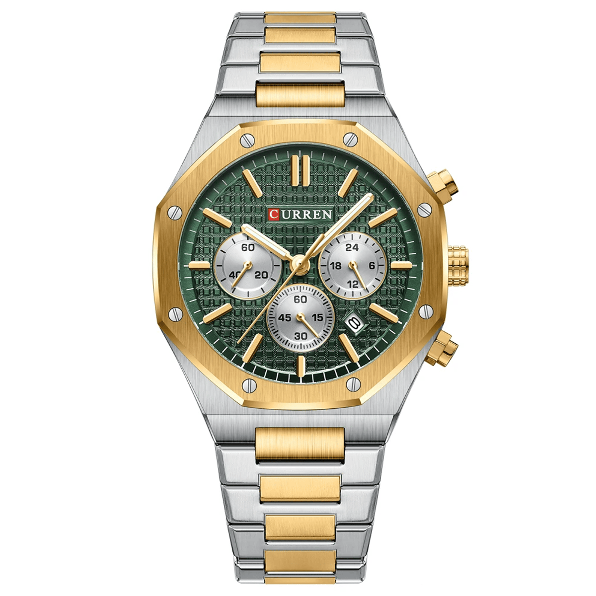 Stylish Men's Quartz Watch with Stainless Steel Strap and Luminous Hands