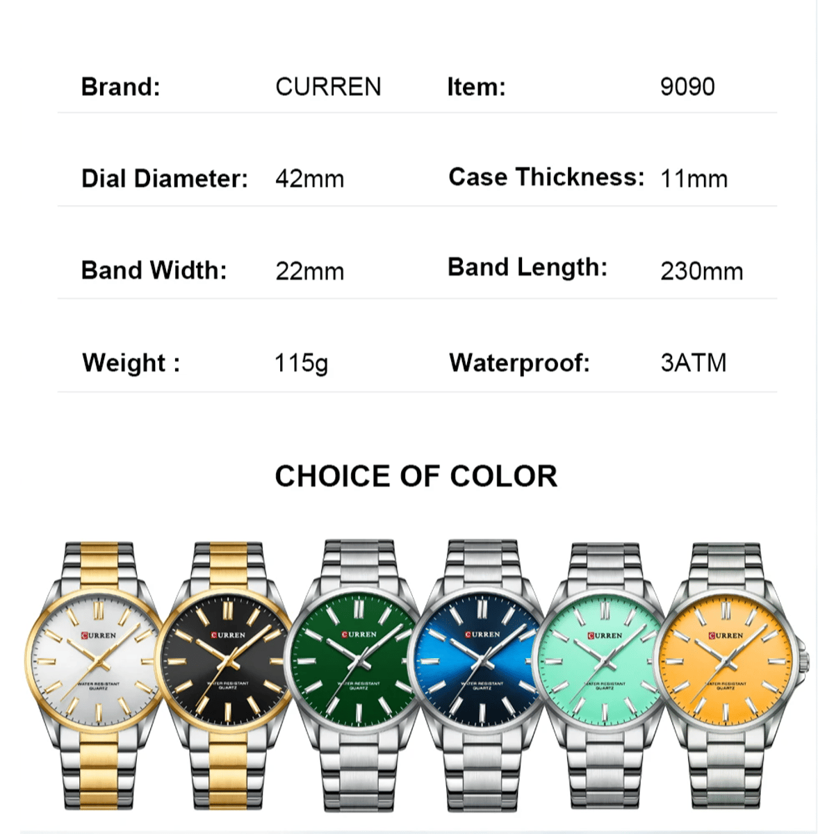 Stylish Quartz Wristwatch for Men with Luminous Display Curren - Women's Dress Watches 5