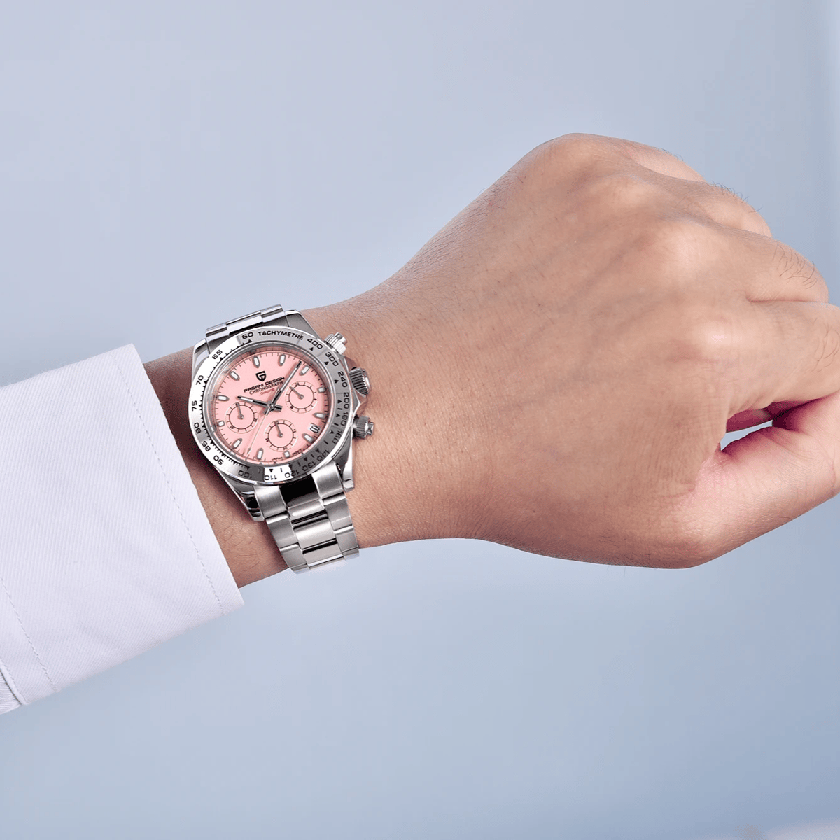 Luxury Chronograph Quartz Watch with Sapphire Glass and Calendar