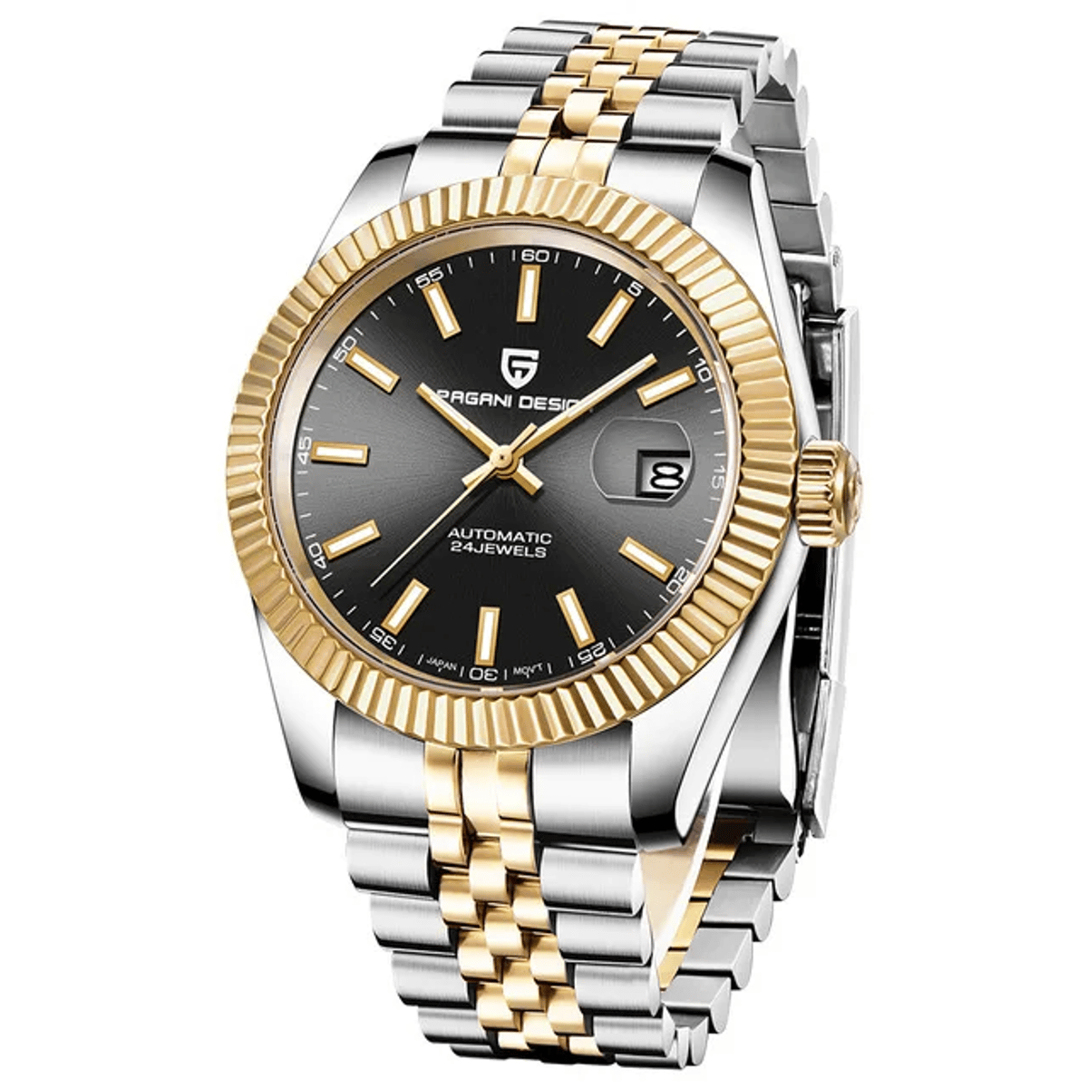 Elegant Automatic Mechanical Watch with Sapphire Crystal and Calendar