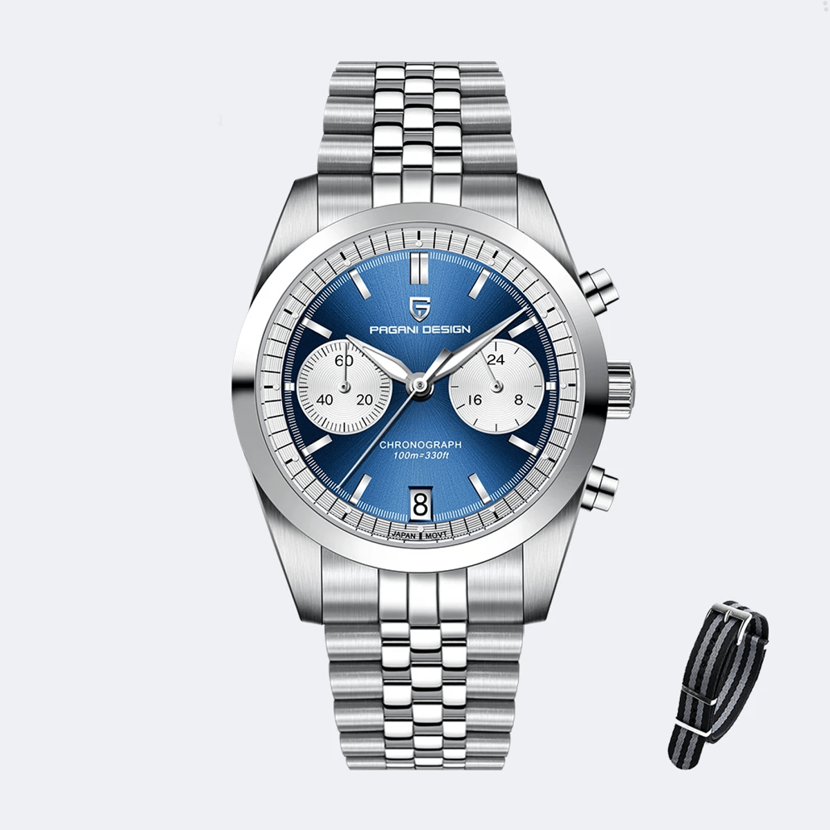 Tonneau Pilot Sports Watch with Sapphire Glass and Chronograph
