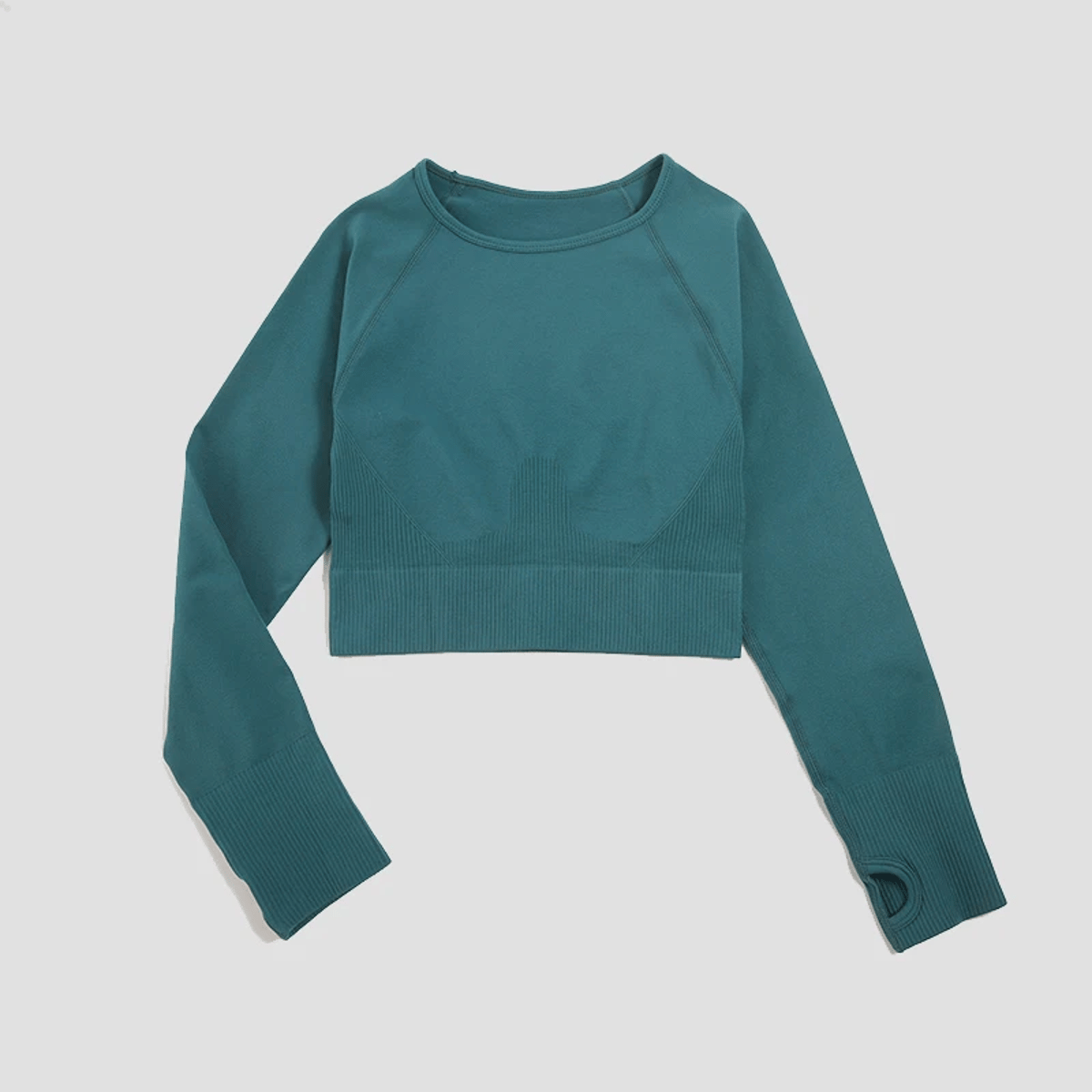 Seamless Long Sleeve Crop Top with Thumb Holes Seamless Long Sleeve Crop Top with Thumb Holes