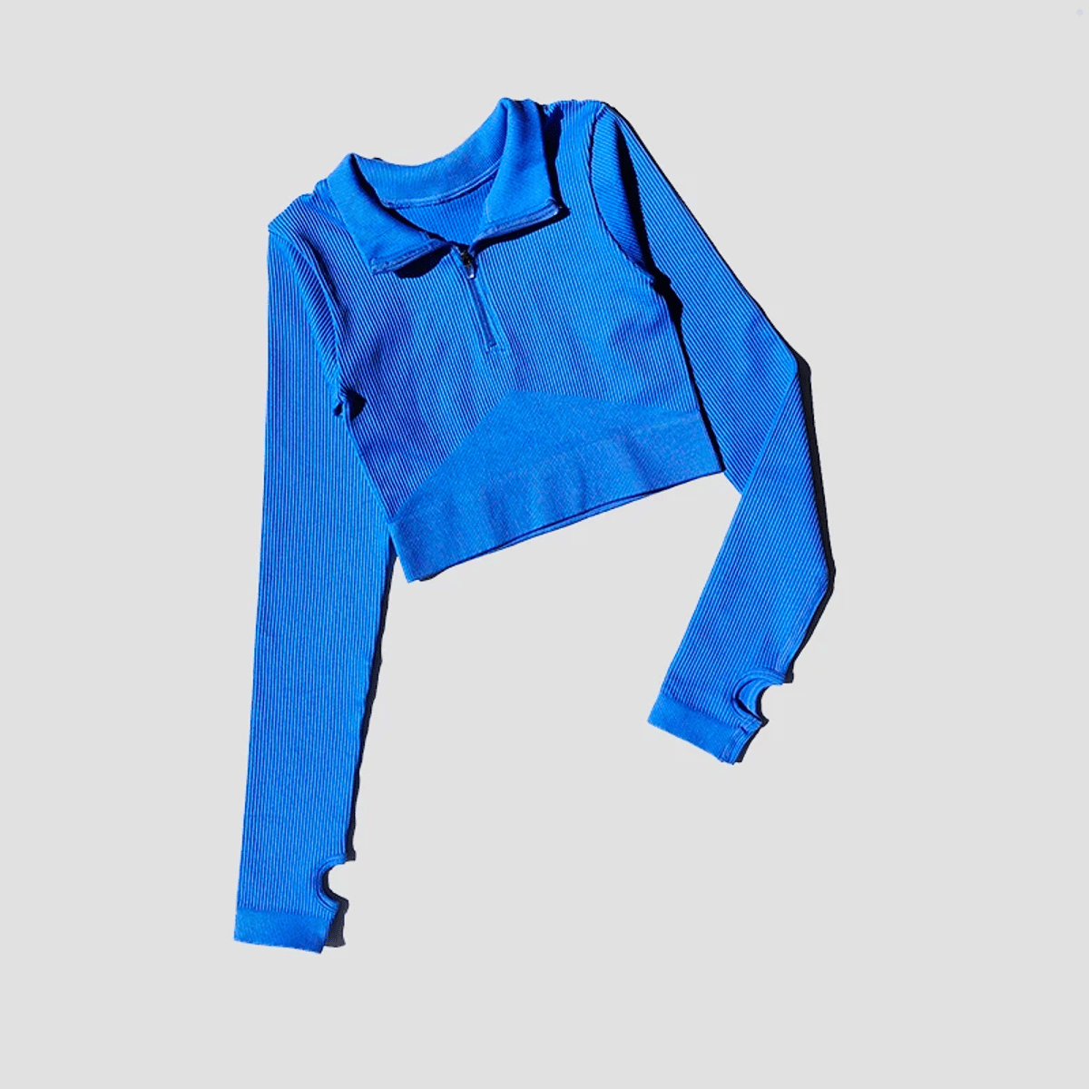 Seamless Long Sleeve Zip T-Shirt for Yoga and Fitness Training Seamless Long Sleeve Zip T-Shirt for Yoga and Fitness Training
