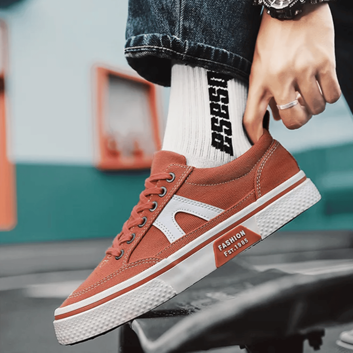 Men’s Canvas Espadrille Sneakers with Vulcanized Flat Sole