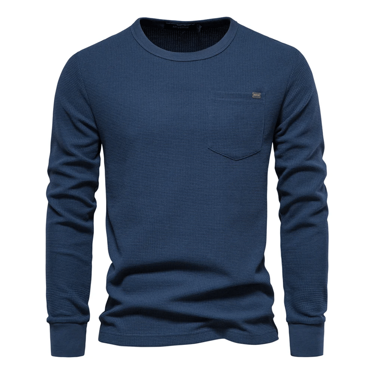 Men’s Waffle Knit Long Sleeve T-Shirt with Chest Pocket