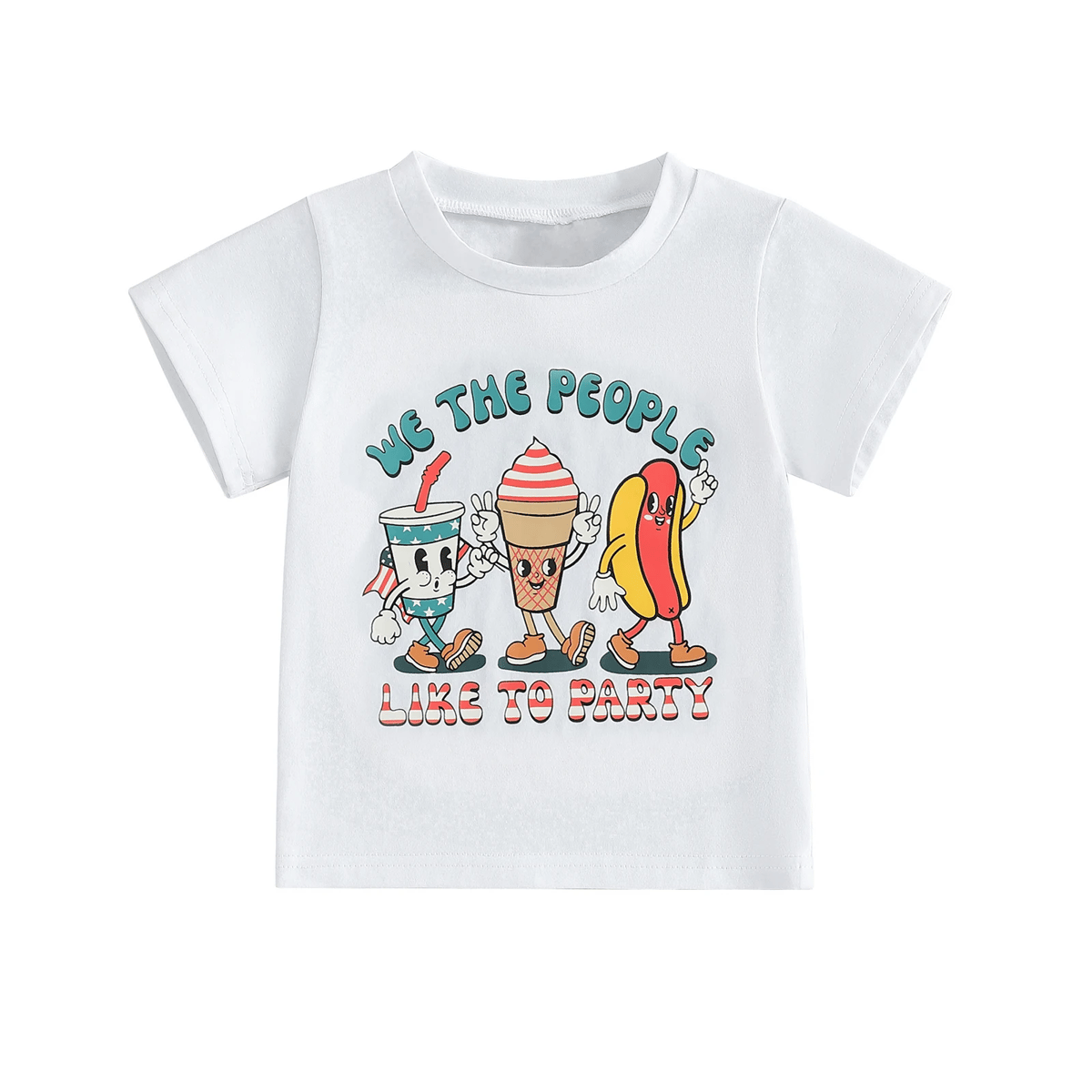 Kids Graphic Tee with Ice Cream and Hot Dog Print
