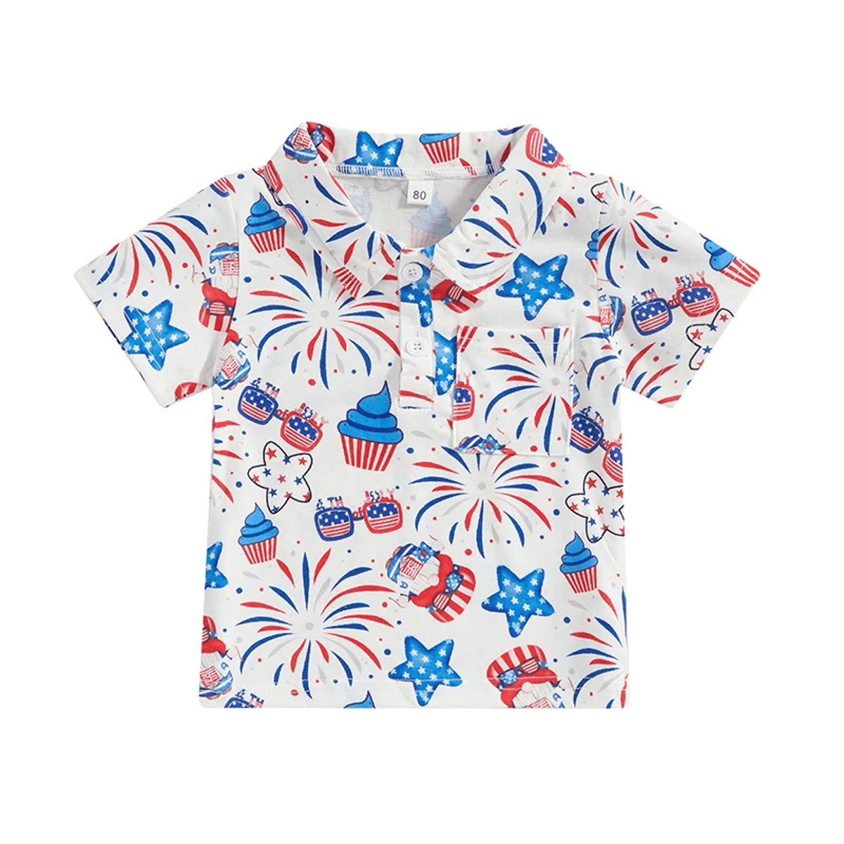 Toddler Boys Cartoon Print Short Sleeve Holiday Tees