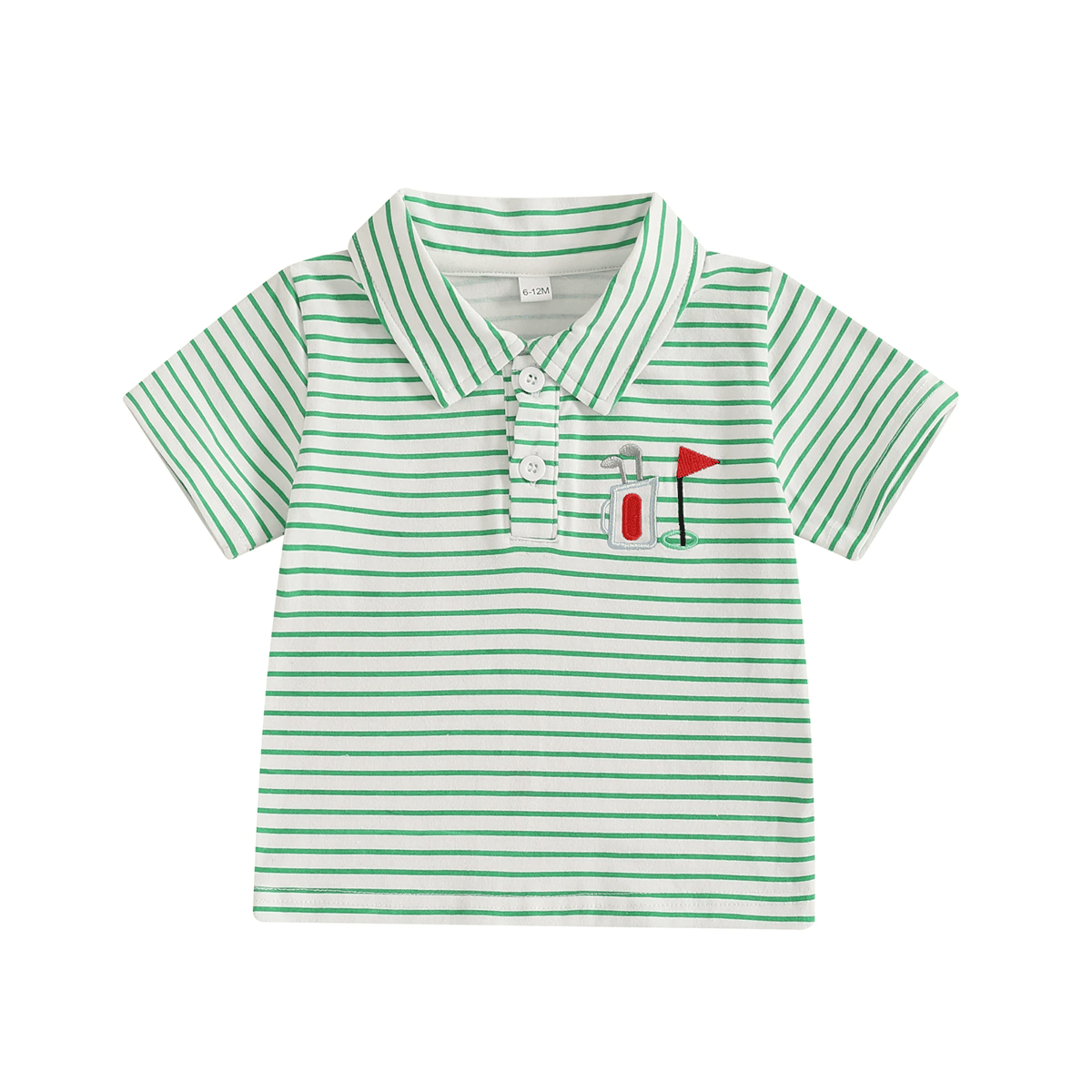 Toddler Boys Striped Golf Tee with Embroidered Detail