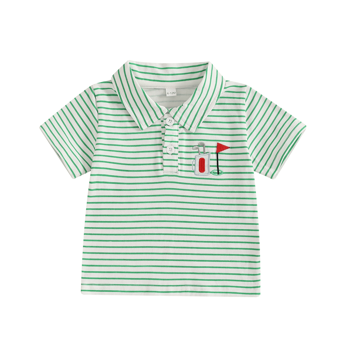 Toddler Boys Striped Golf Tee with Embroidered Detail