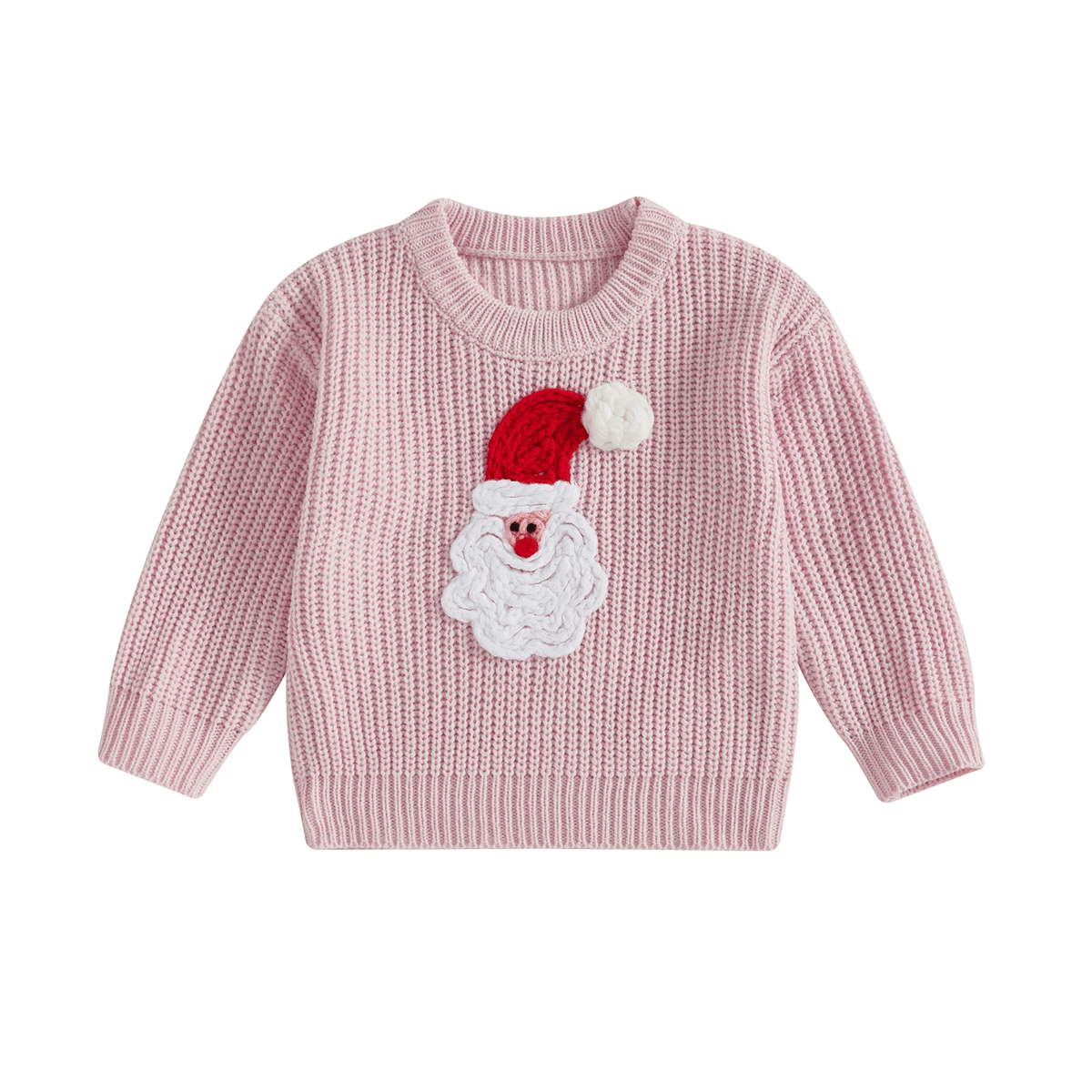 Baby Girls Santa Claus Embroidered Knit Pullover Sweater