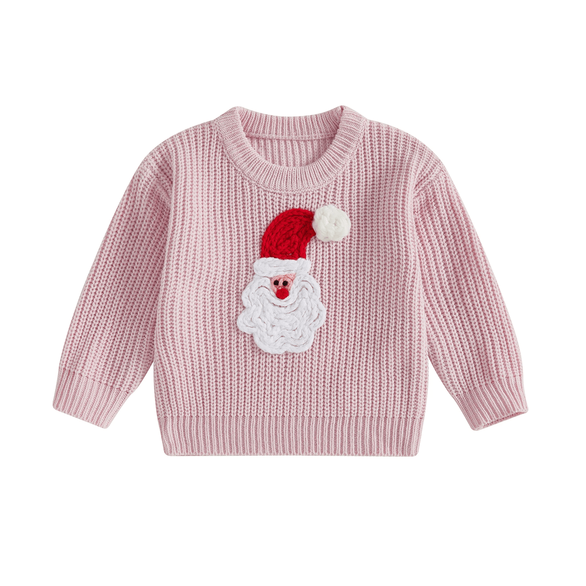 Baby Girls Santa Claus Embroidered Knit Pullover Sweater Baby Girls Santa Claus Embroidered Knit Pullover Sweater