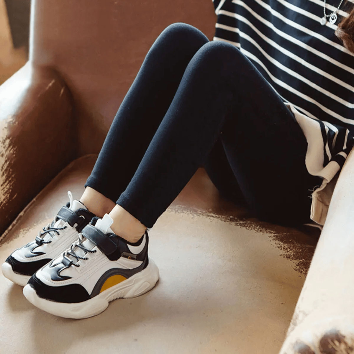 Soft Cotton Blend Leggings for Girls with Elastic Waist