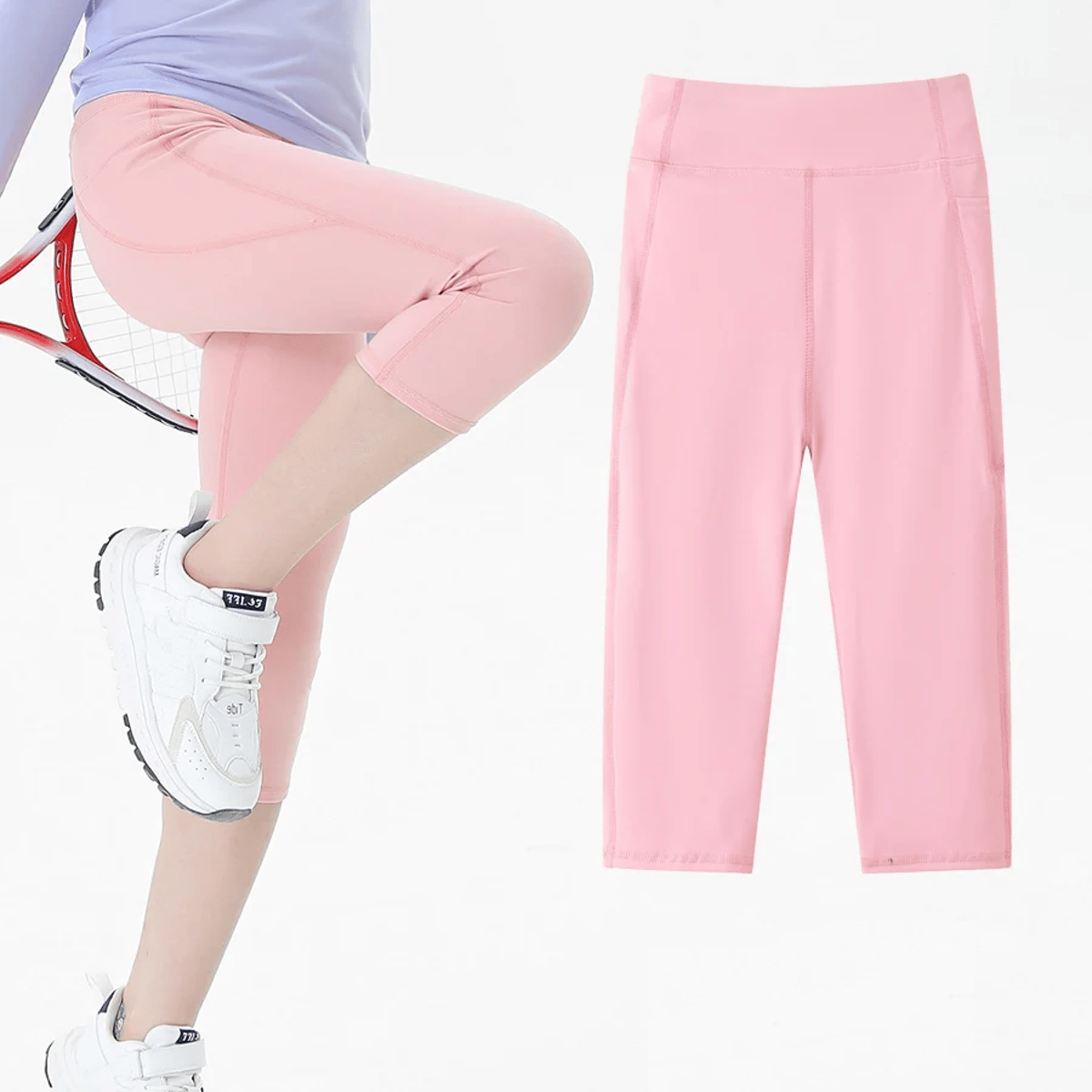 Girls High Waist Yoga Leggings with Pockets for Summer Sheecute - Kids's Leggings