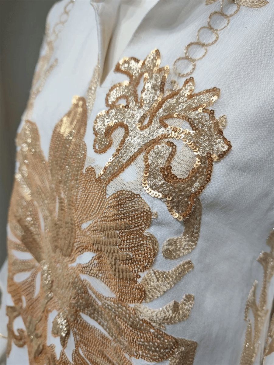 Elegant Sequin Embroidered Abaya Kaftan with Floral Design Siskakia - Women's Kaftans 3