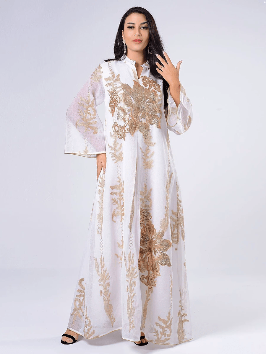 Elegant Sequin Embroidered Abaya Kaftan with Floral Design Siskakia - Women's Kaftans 25