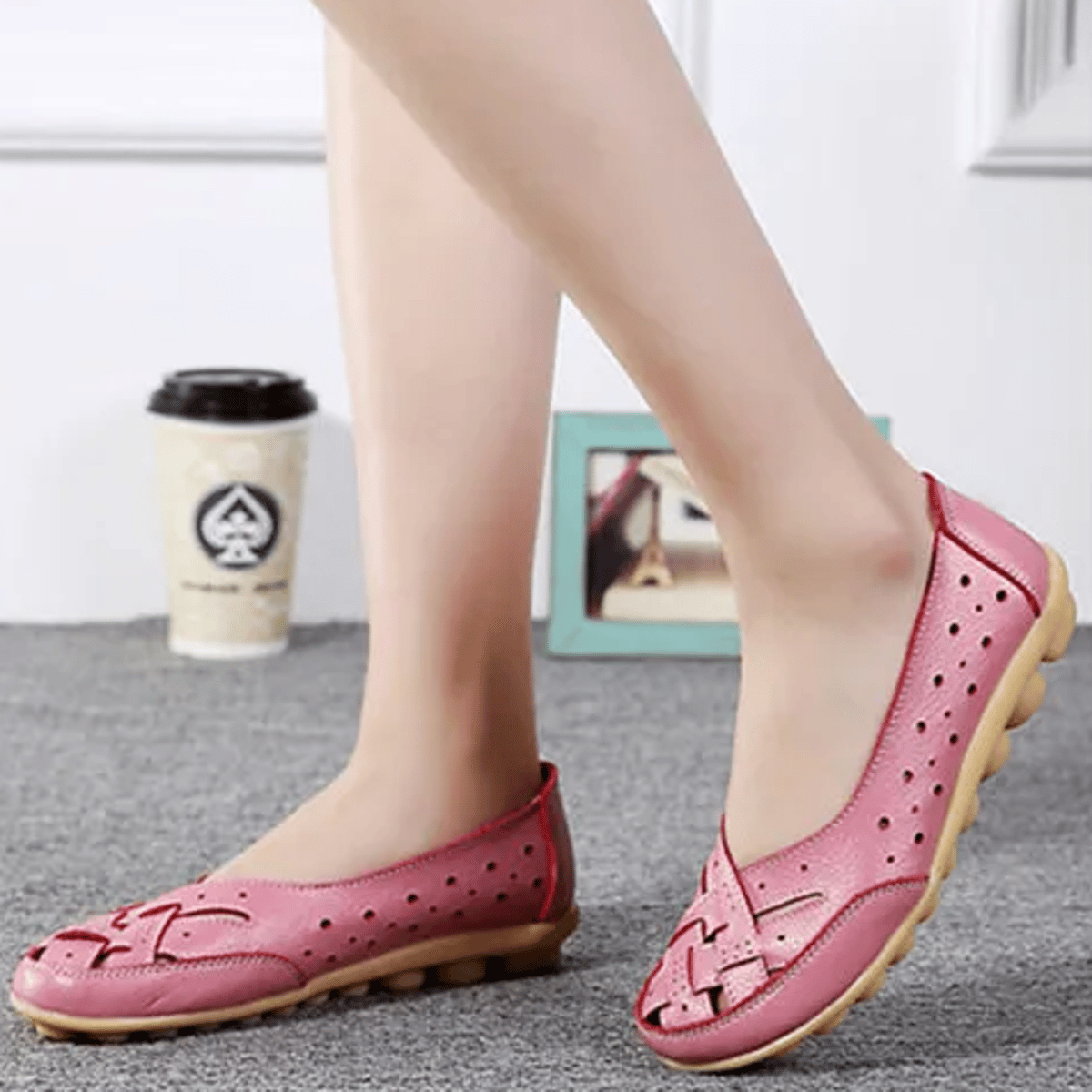 Casual Hollow Flat Loafers with Hook and Loop Closure Beyarne - Women's Loafers & Moccasins 2