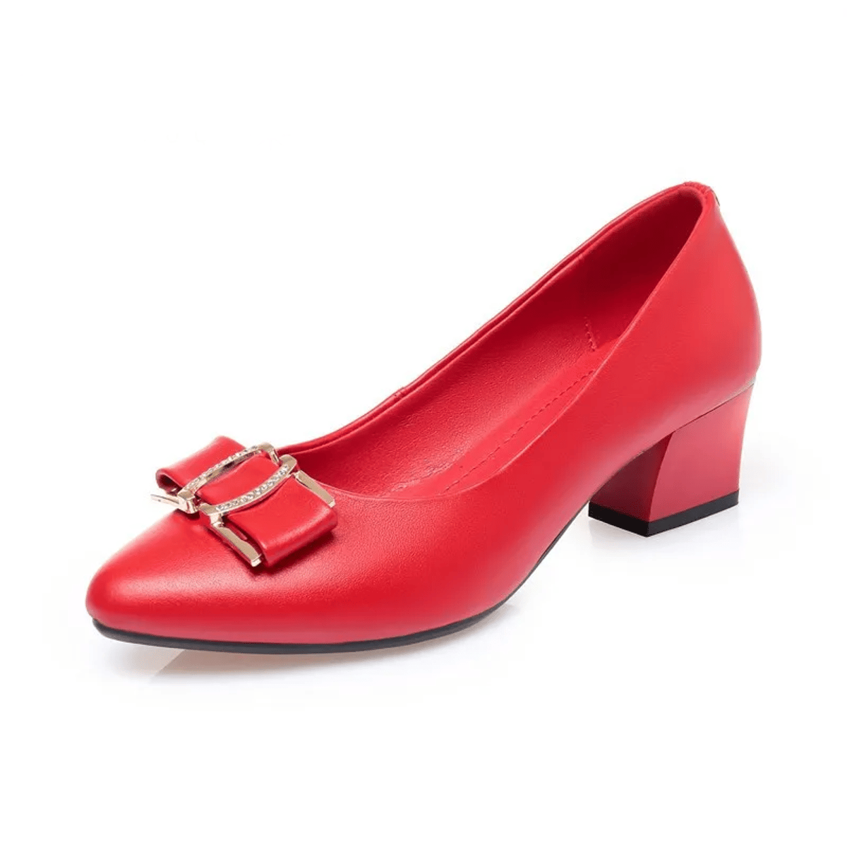 Elegant Women's Mid-Heel Pointed Toe Genuine Leather Pumps