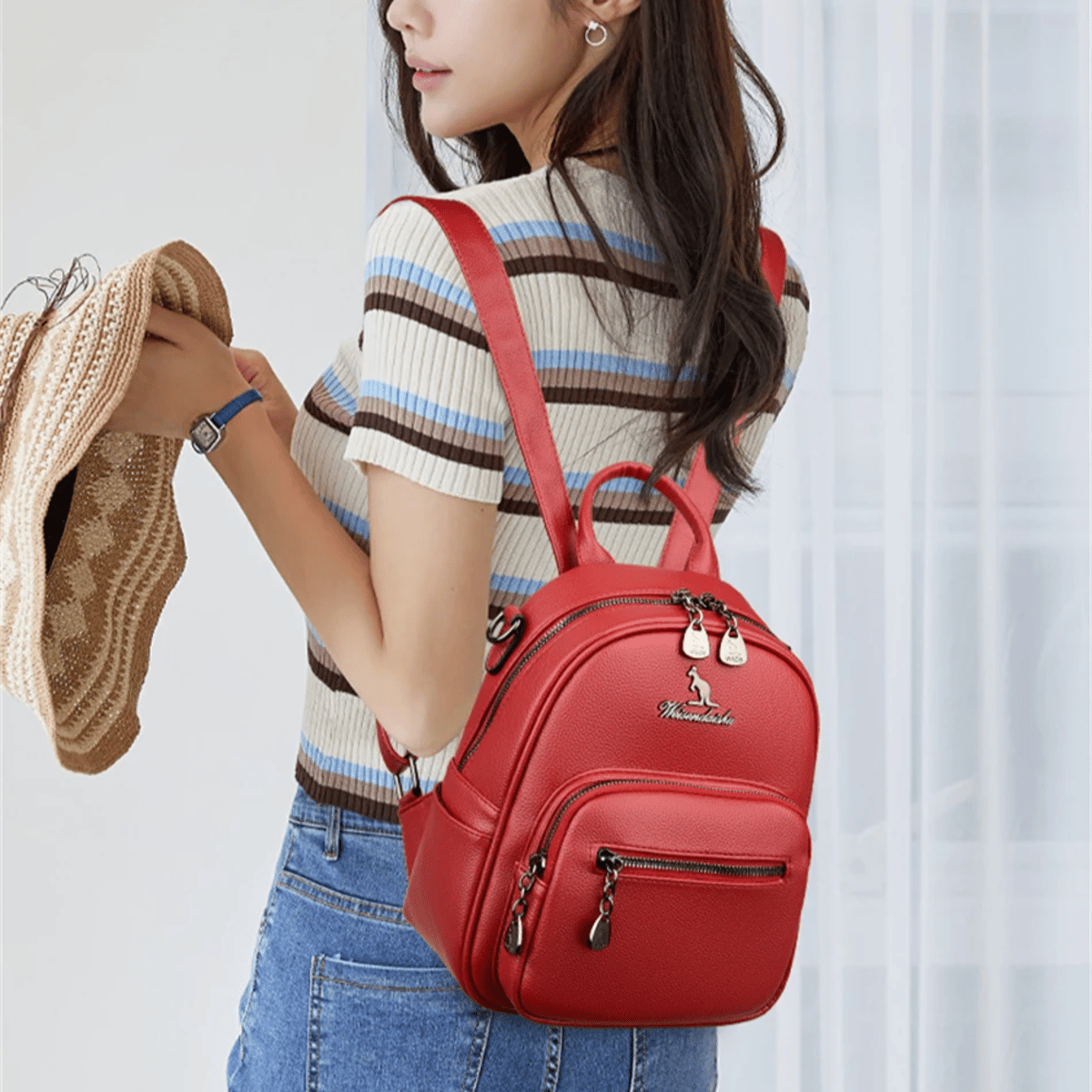 Stylish Women’s 3-in-1 Soft Leather Backpack with Large Capacity Stylish Women’s 3-in-1 Soft Leather Backpack with Large Capacity