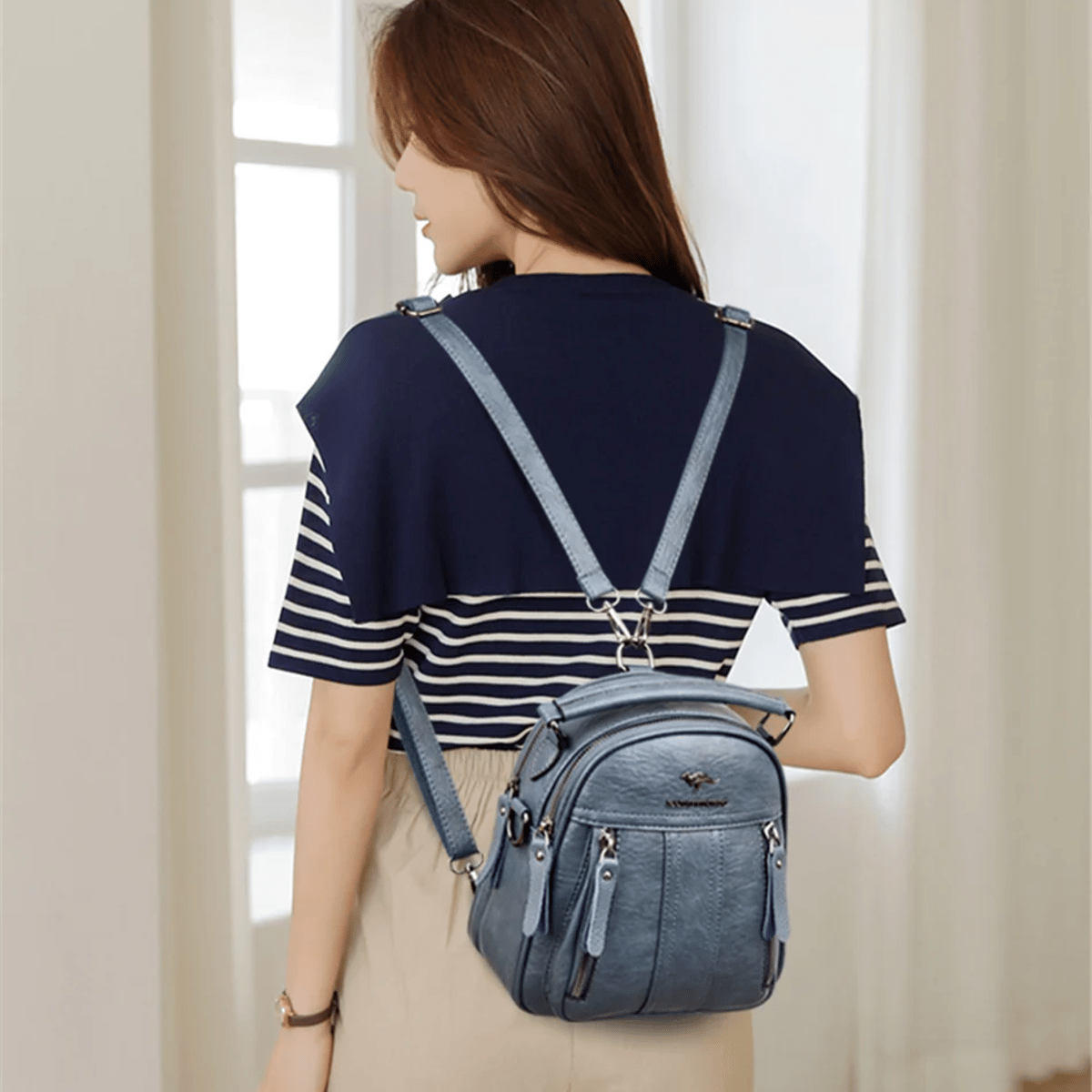 Stylish 4-in-1 Leather Backpack with Multifunctional Shoulder Bag
