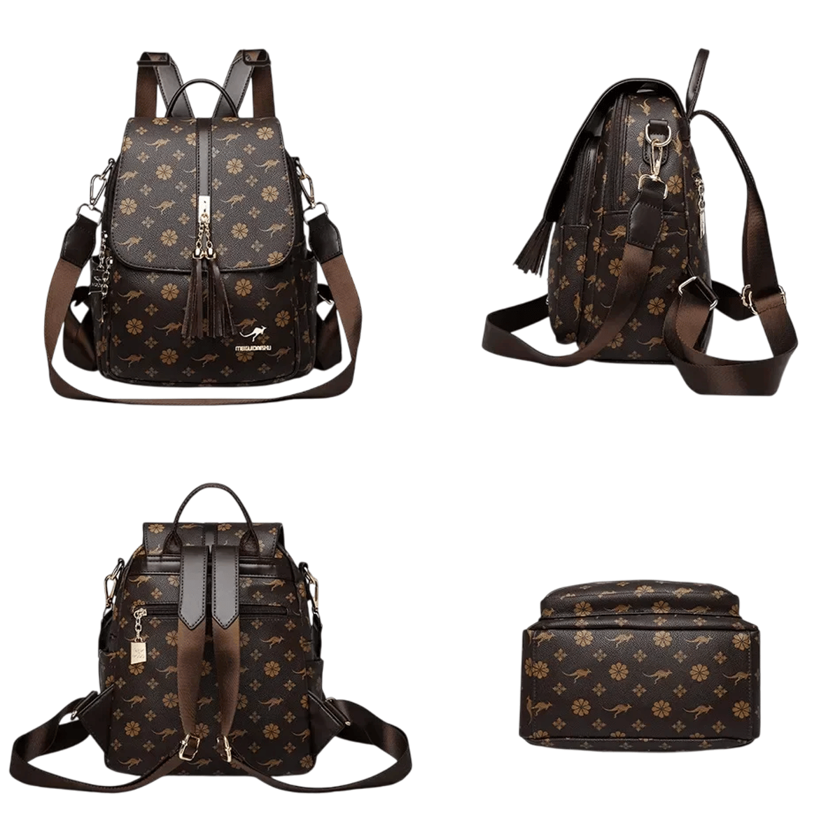 Stylish Leather Backpack with Tassel Design and Large Capacity