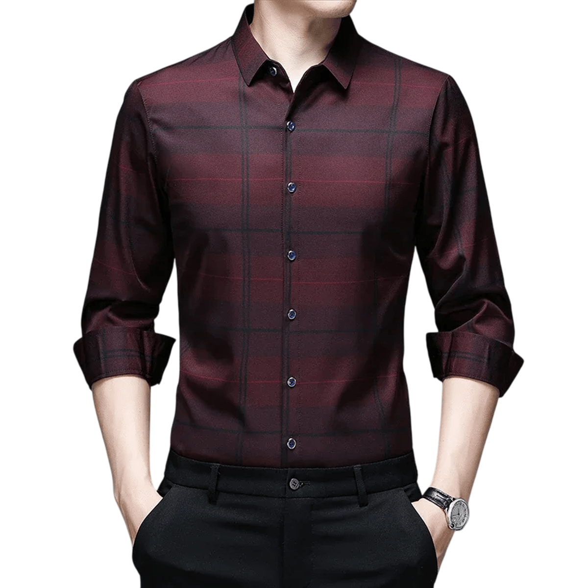 Men’s Printed Long Sleeve Formal Lapel Shirt for All Seasons Yzq - Men's Formal Shirts
